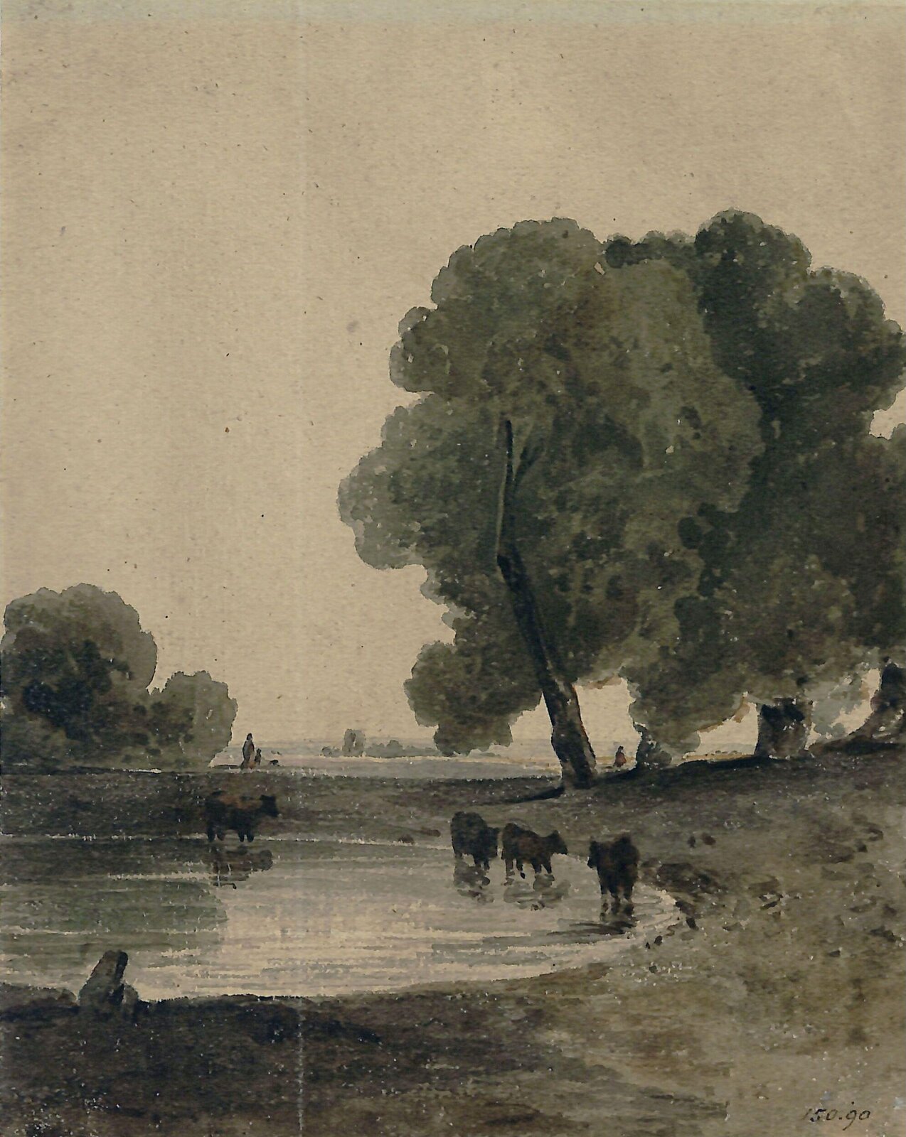 Landscape with cattle, Edmund Dorrell, ca. 1800-50