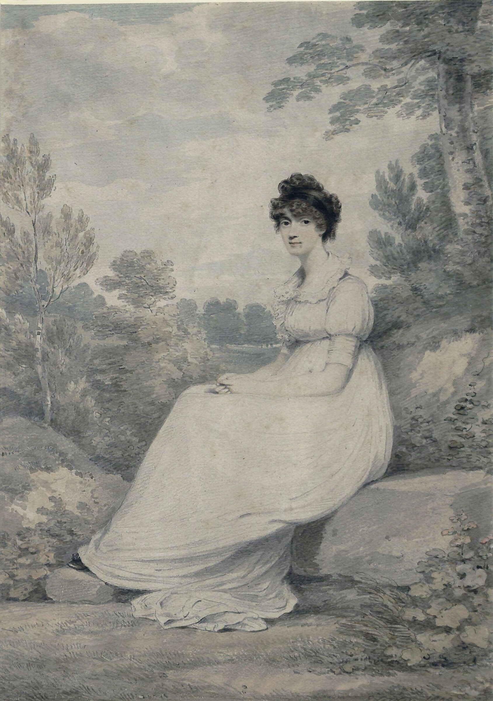 Portrait of a young lady, seated, Henry Edridge, 1803