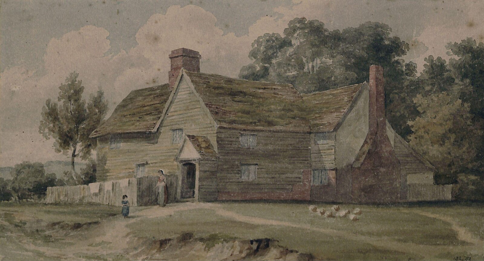 Landscape with cottage and figures, Henry Edridge, ca. 1790-1820