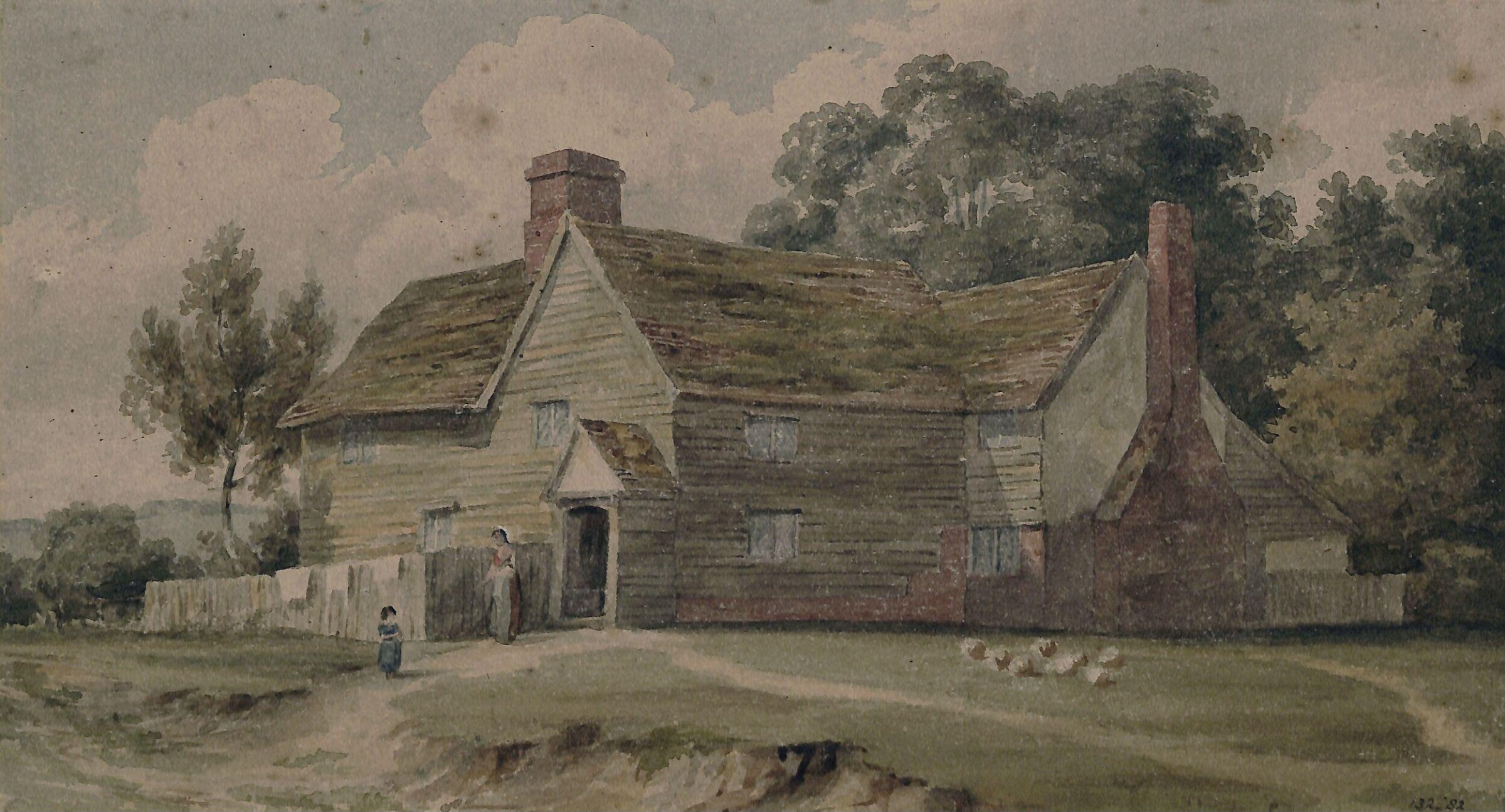 Landscape with cottage and figures, Henry Edridge, ca. 1790-1820