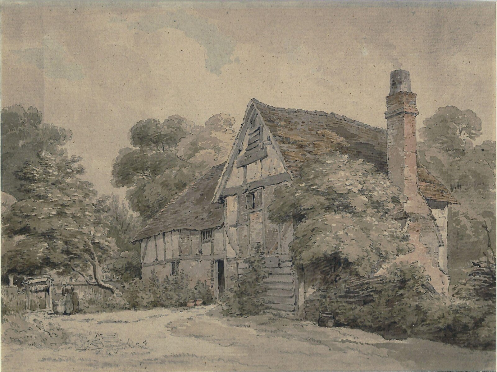 Cottage at Bookham, Henry Edridge, late 18th century-early 19th century