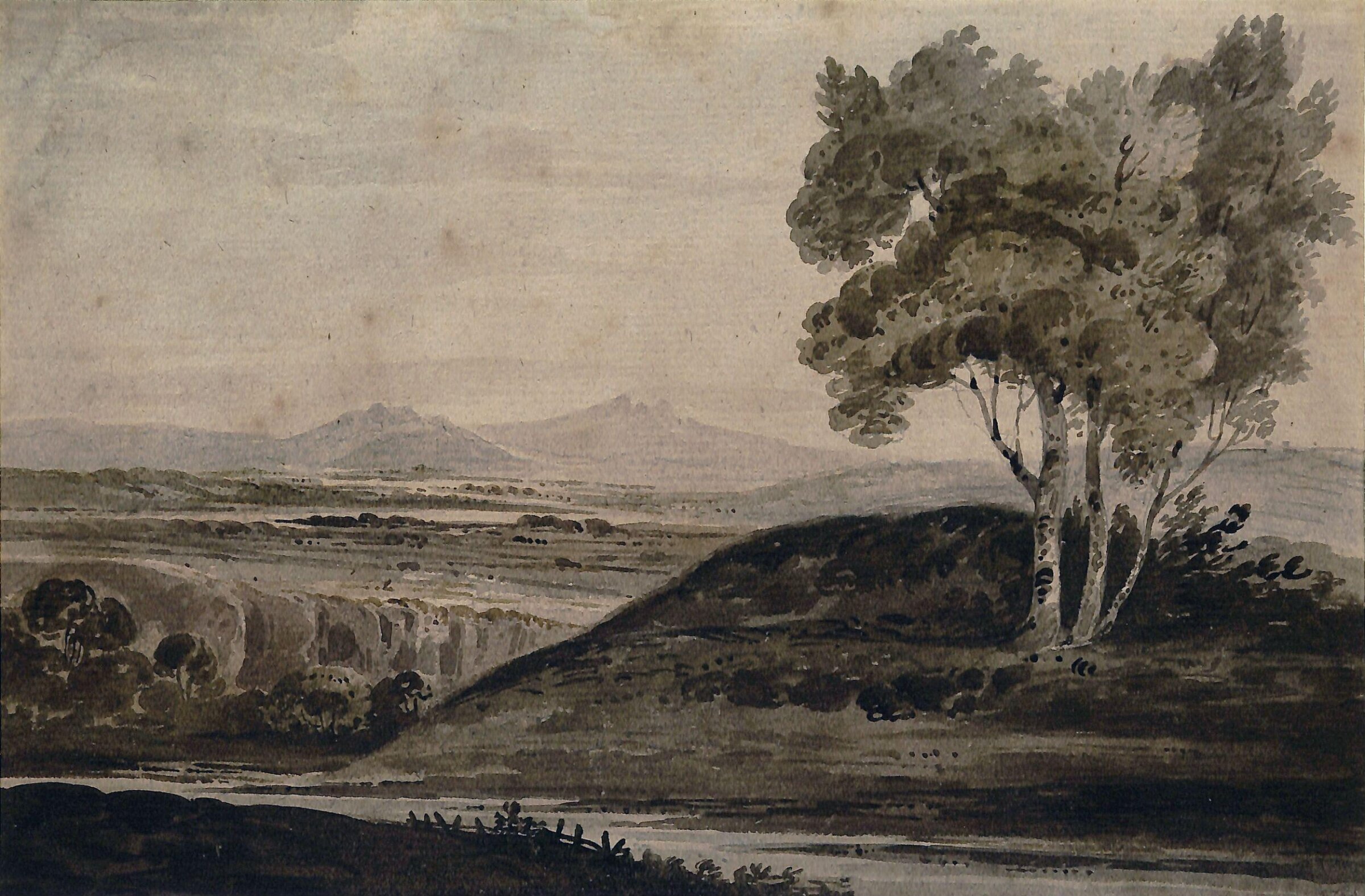 Landscape, evening effect, Girtin, late 18th century-early 19th century