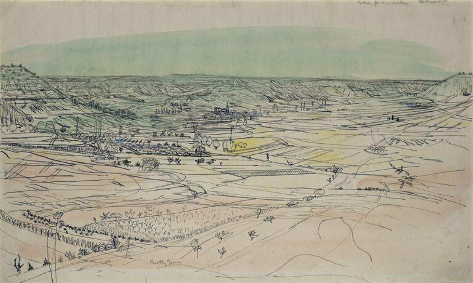 Study for the Valley, Le Boulvé, Lot, Anthony Gross, 1957