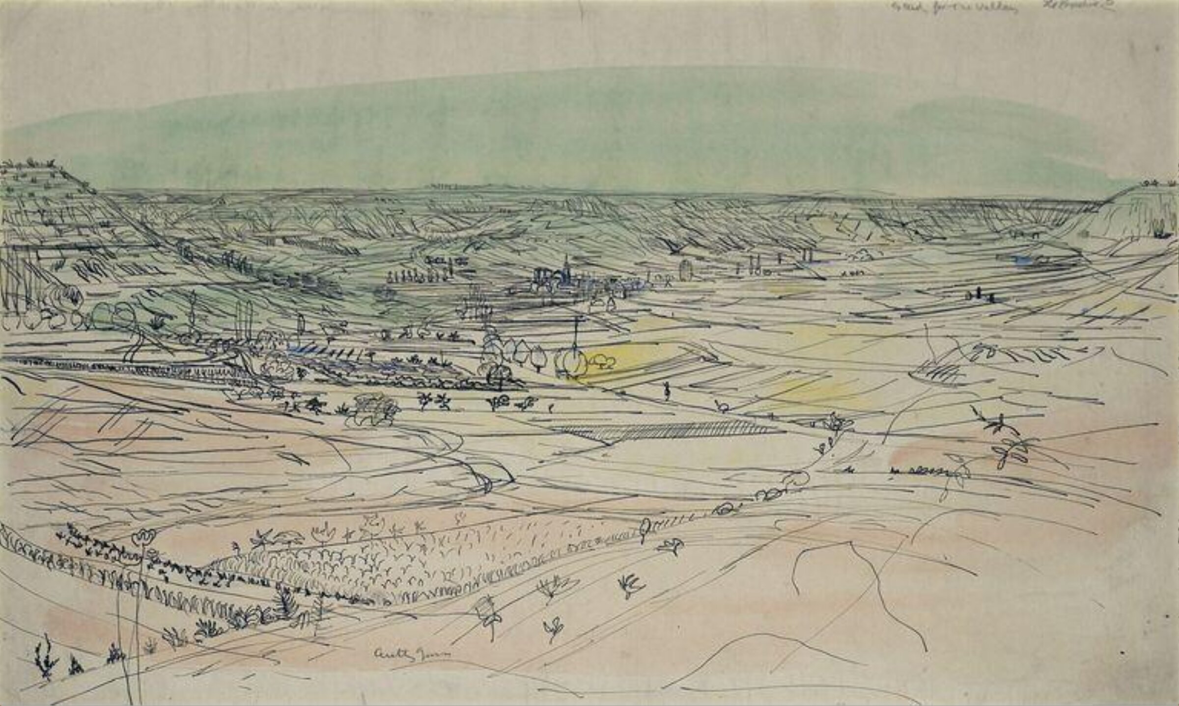 Study for the Valley, Le Boulvé, Lot, Anthony Gross, 1957