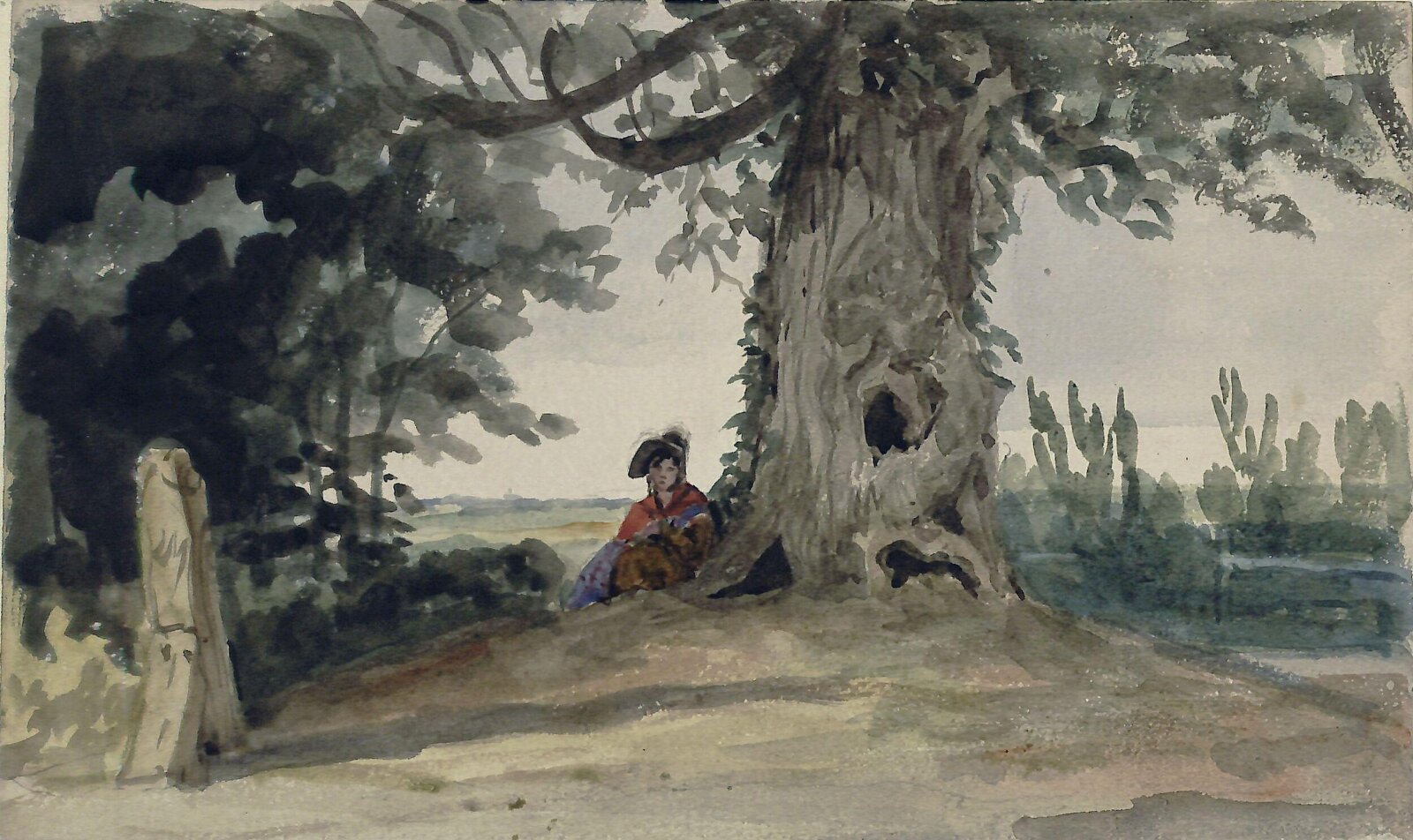 Margate, girl under tree, Thomas Walford Grieve, ca. 1860-1900