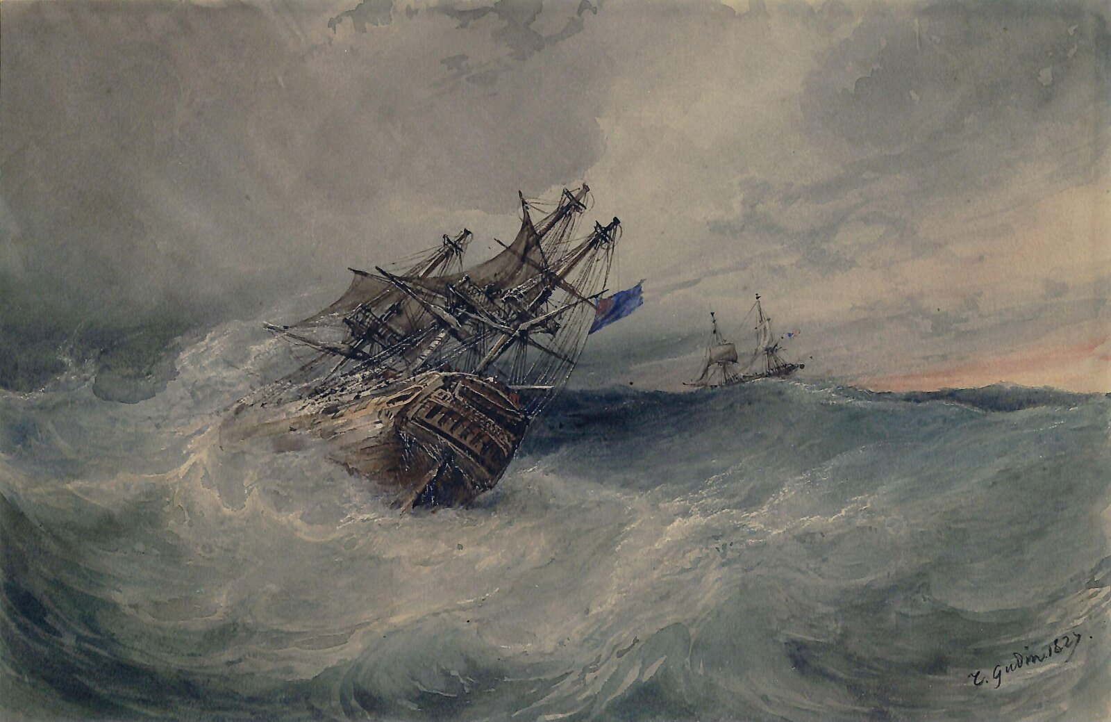 A Storm at Sea, Gudin, 1827