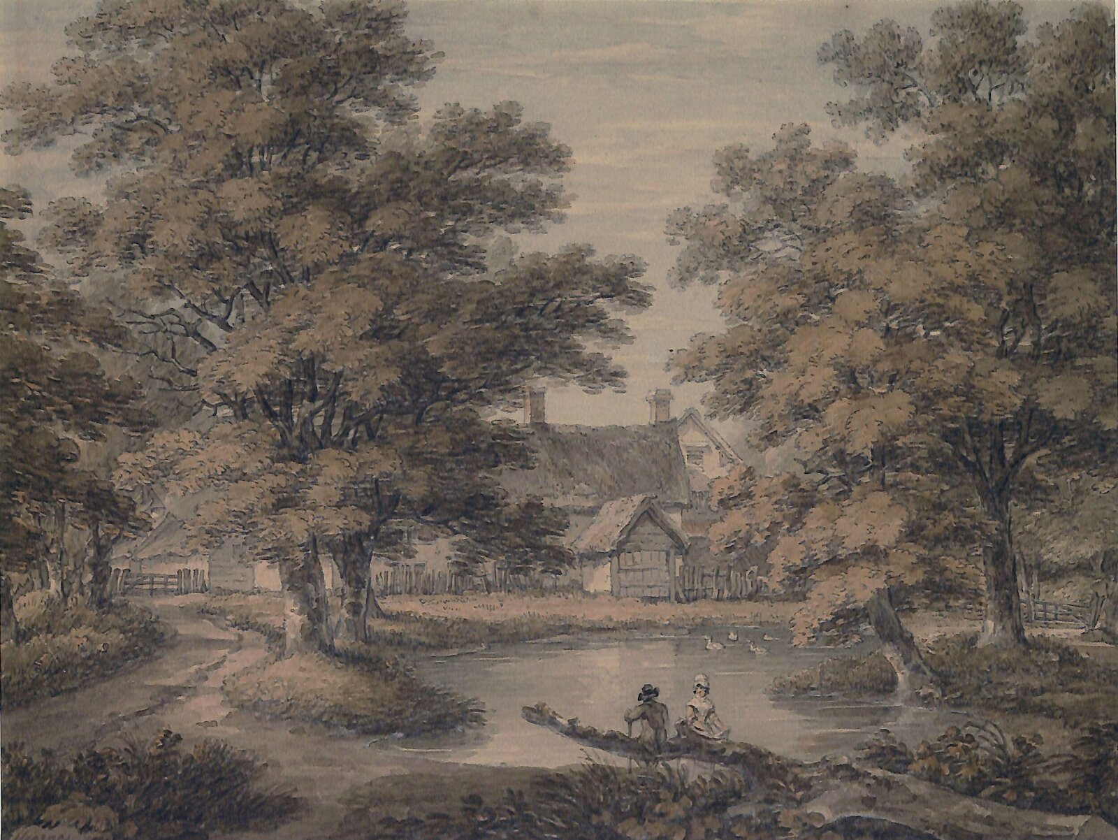Farmhouse and Trees, Thomas Hearne, 1804