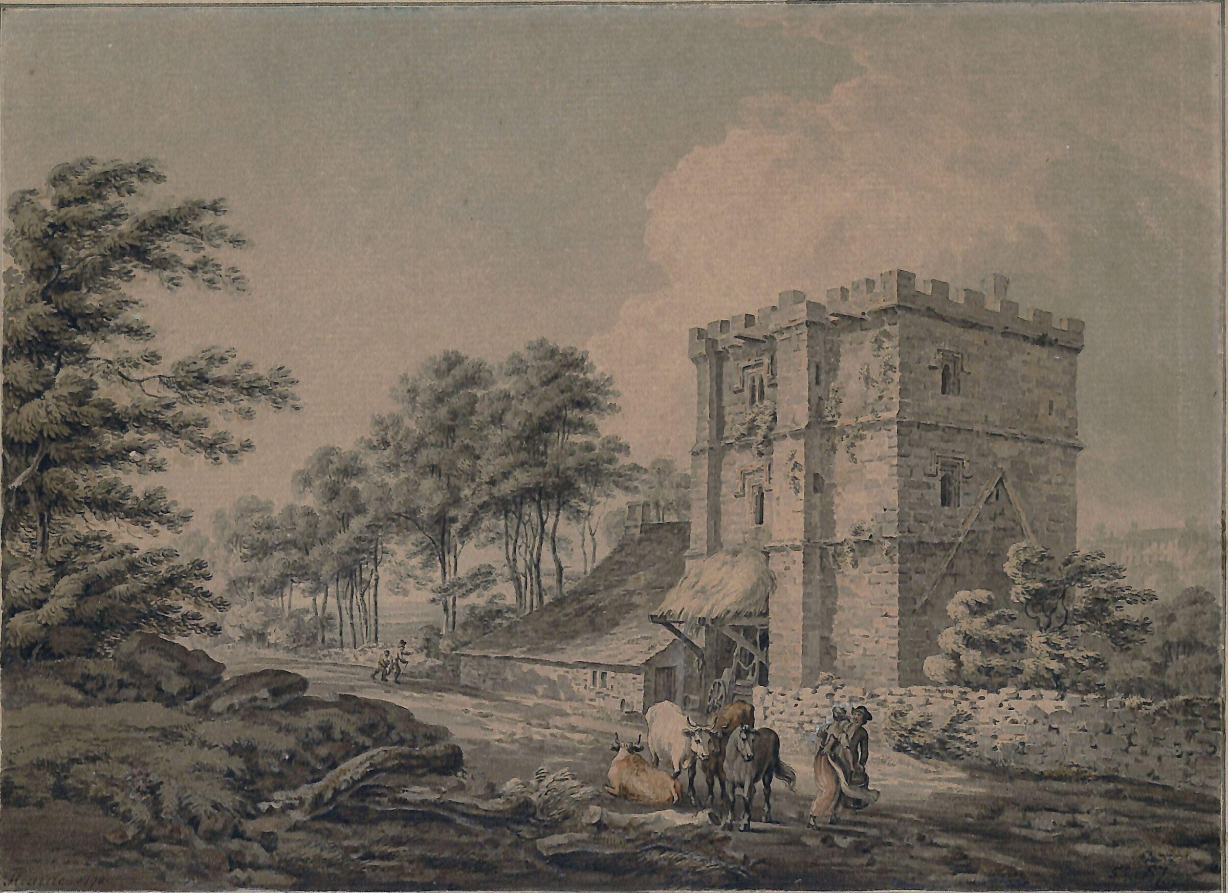 Wetheral Priory, Cumberland, with figures and cattle, Thomas Hearne, 1778