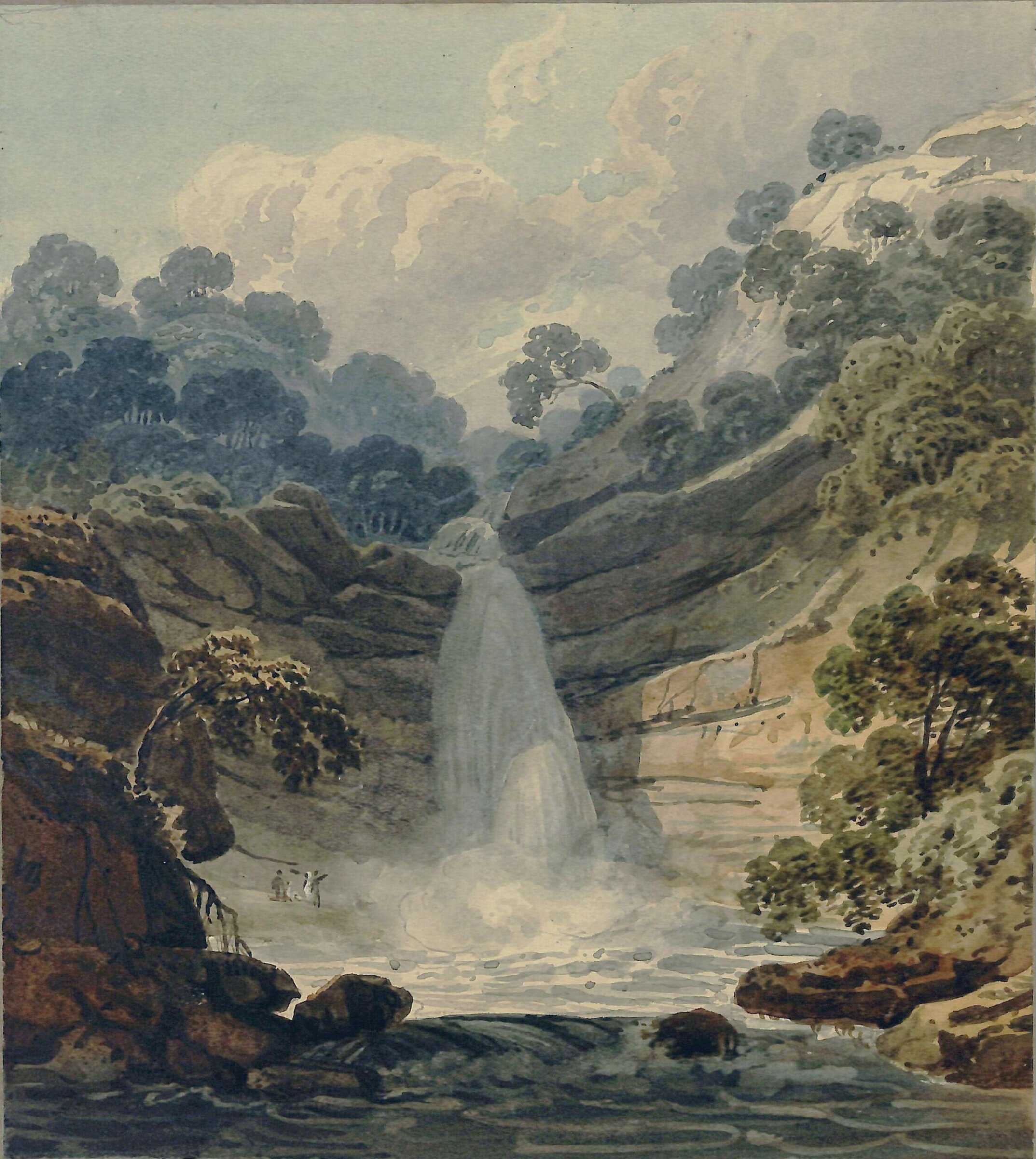 Cascade near Pont Neath Vaughan, Vale of Neath, South Wales, Thomas Hornor, 1816