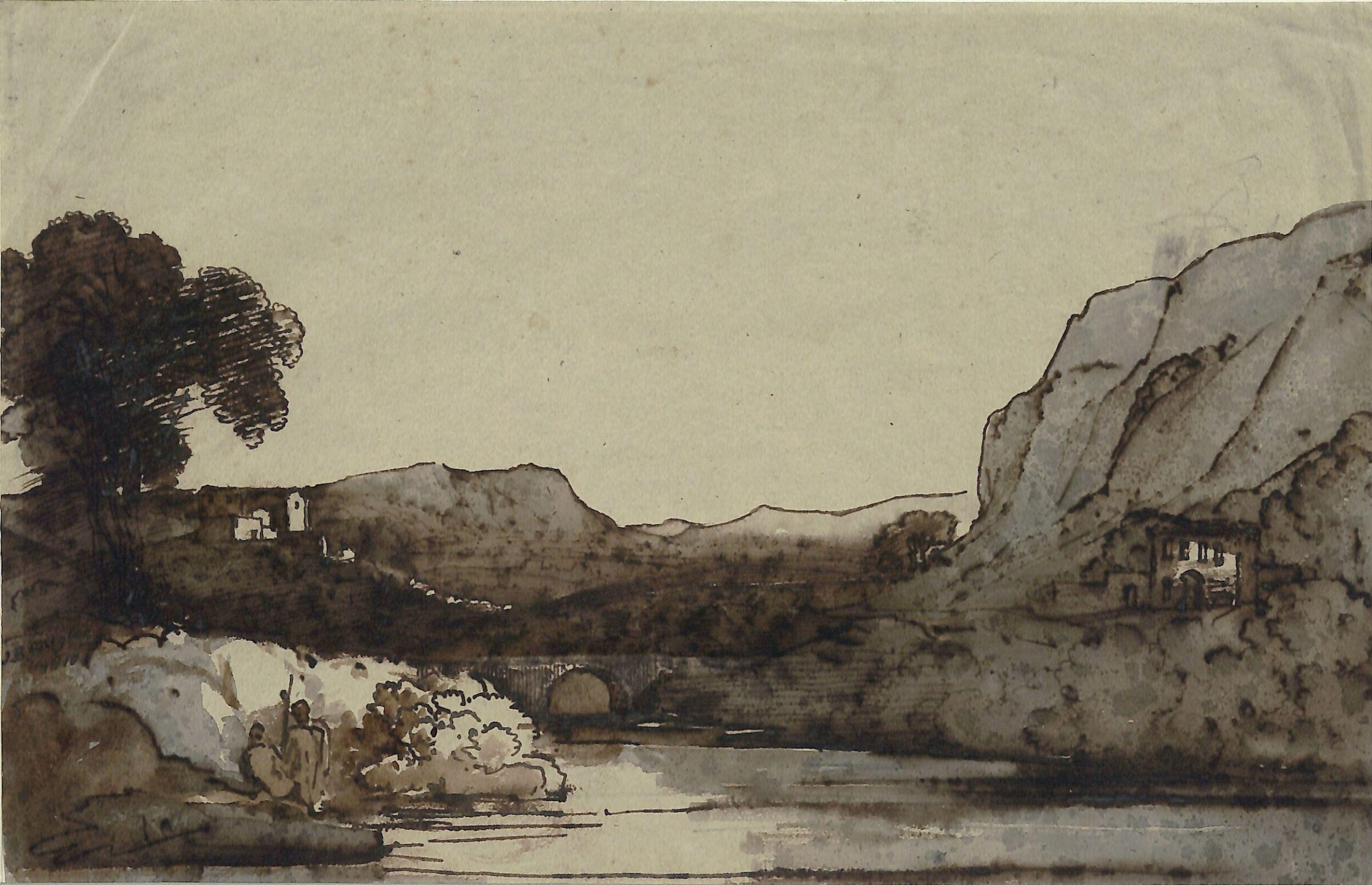 Landscape with Bridge and Mountains, John Baverstock Knight, 1810