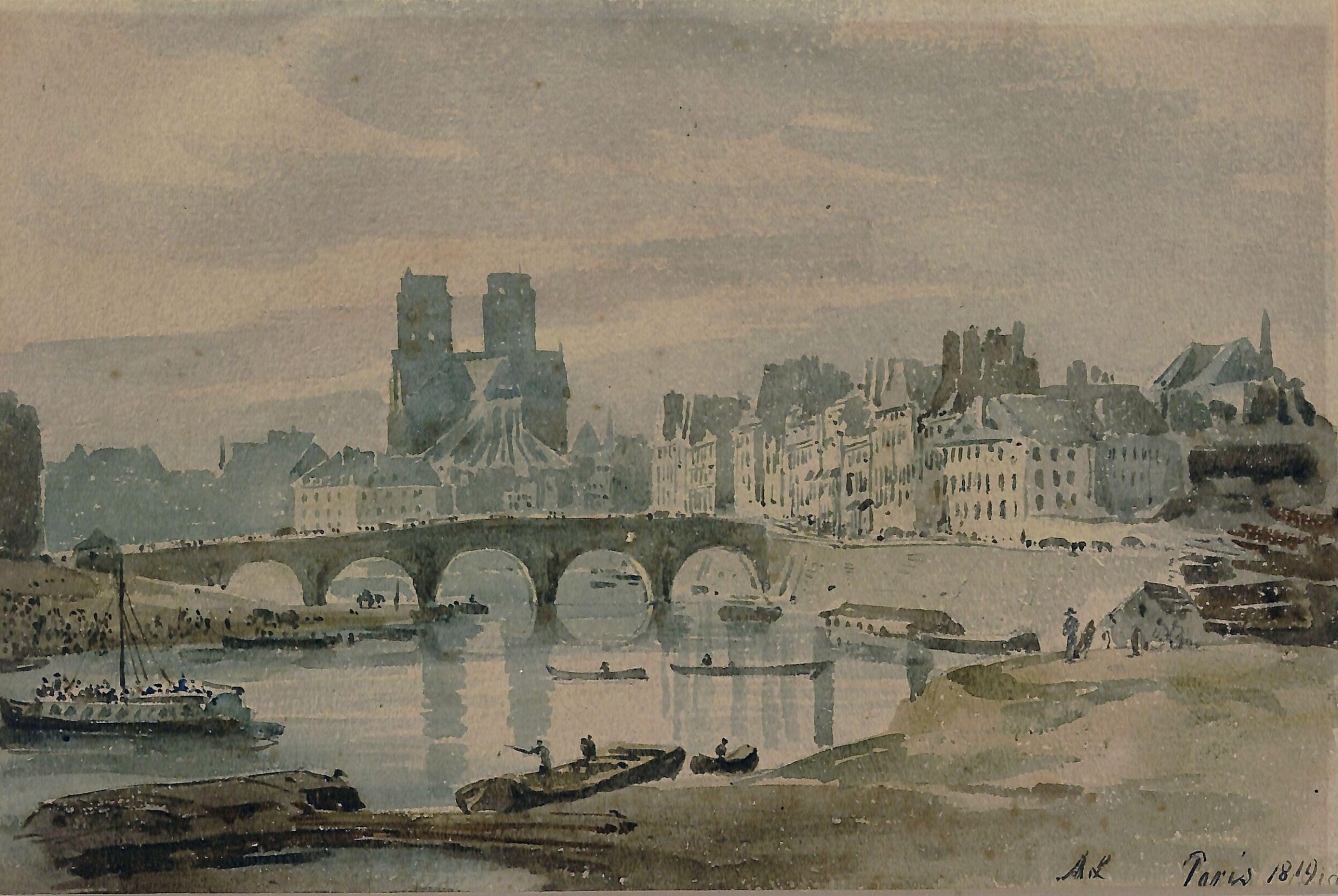 Notre Dame from the Ile St. Louis, Amelia Long, 1819