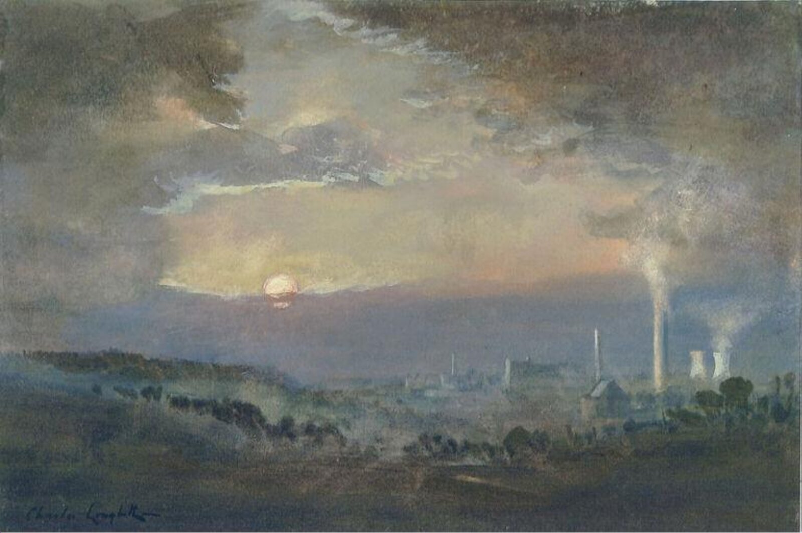 Sunset and Industry, Longbotham, ca. mid 20th century