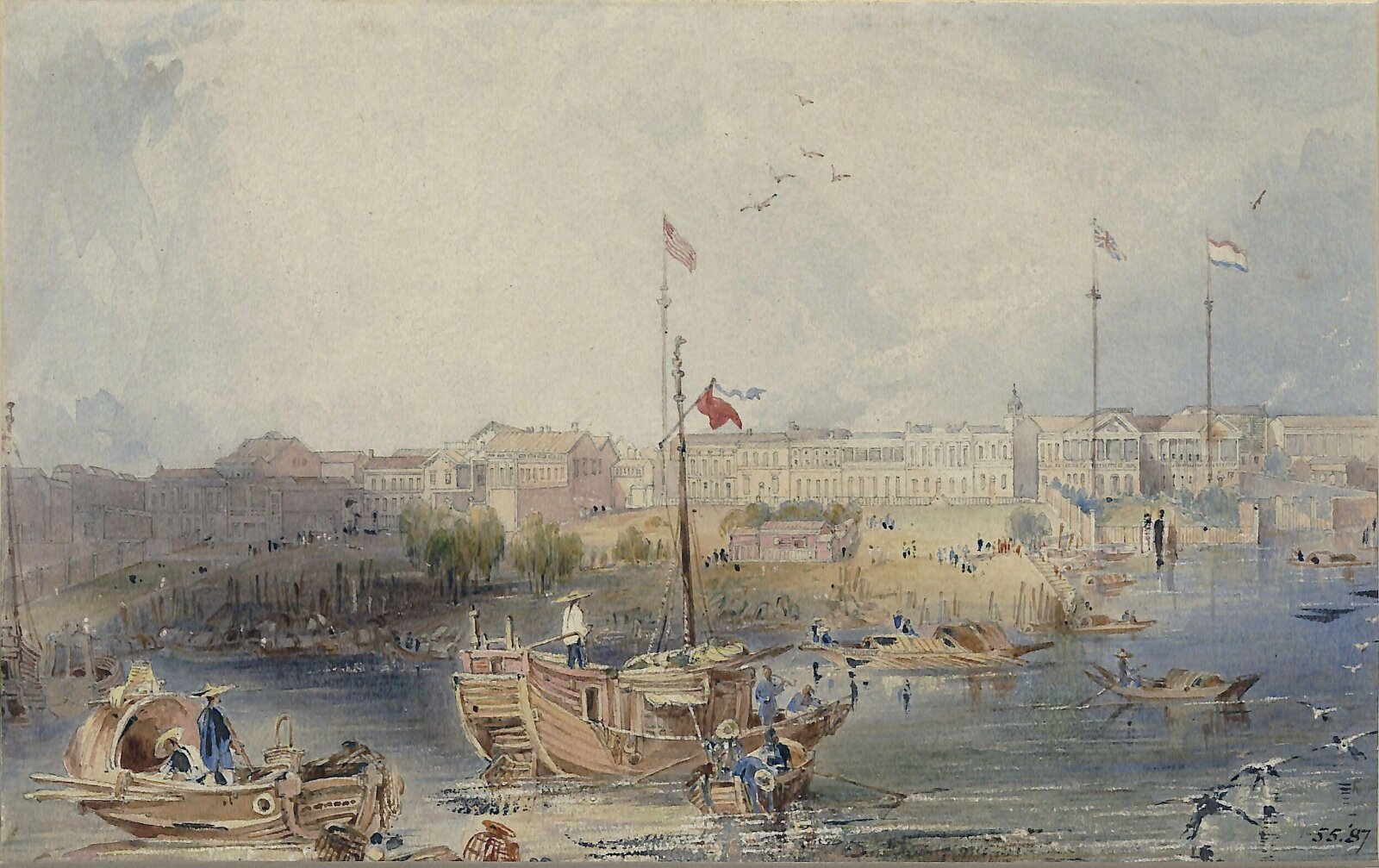 View in Guangzhou (Canton), China, Allom, ca. mid 19th century