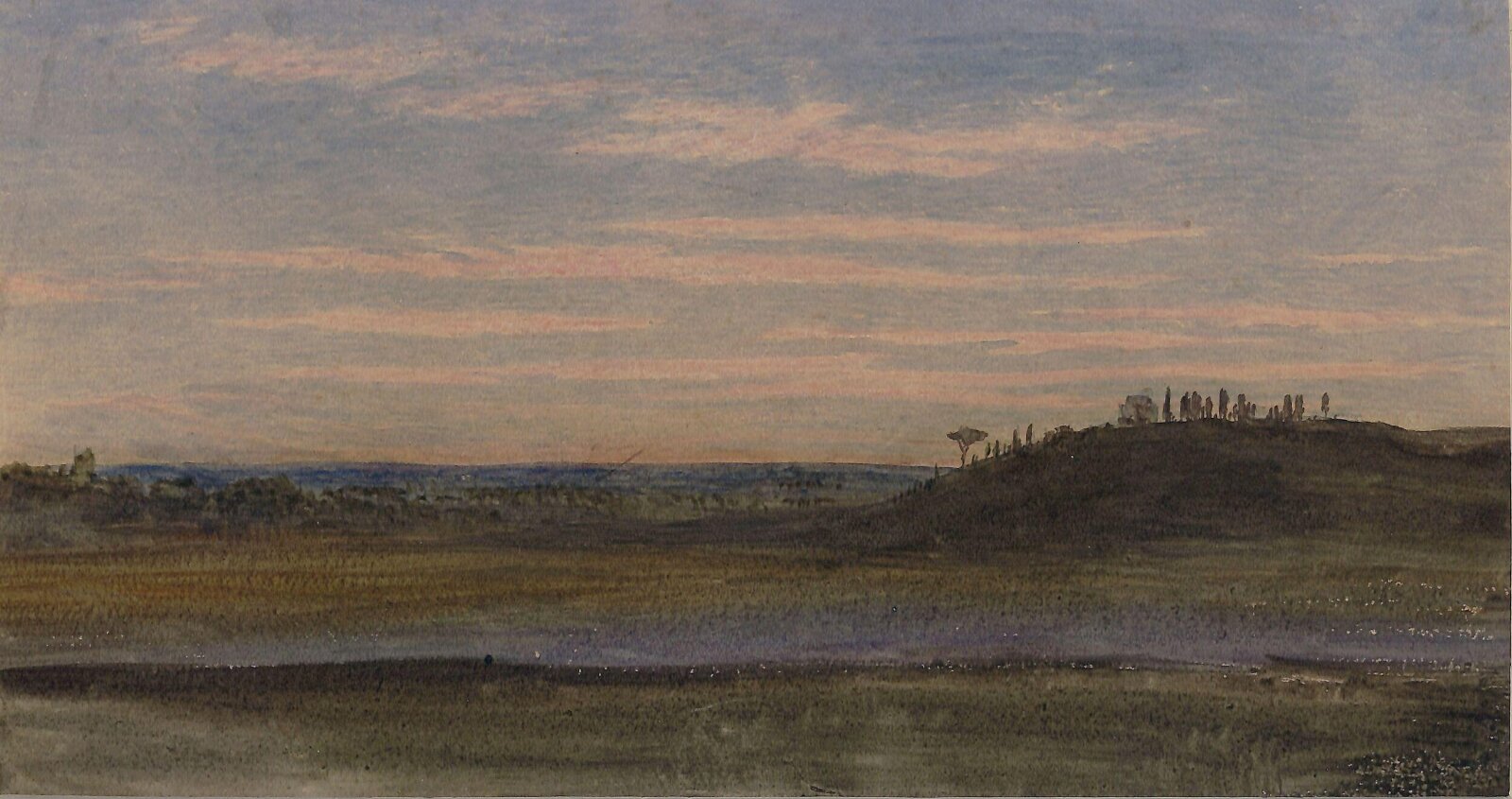 The Campagna, Rome, after sunset, John Collingham Moore, ca. 1850-80