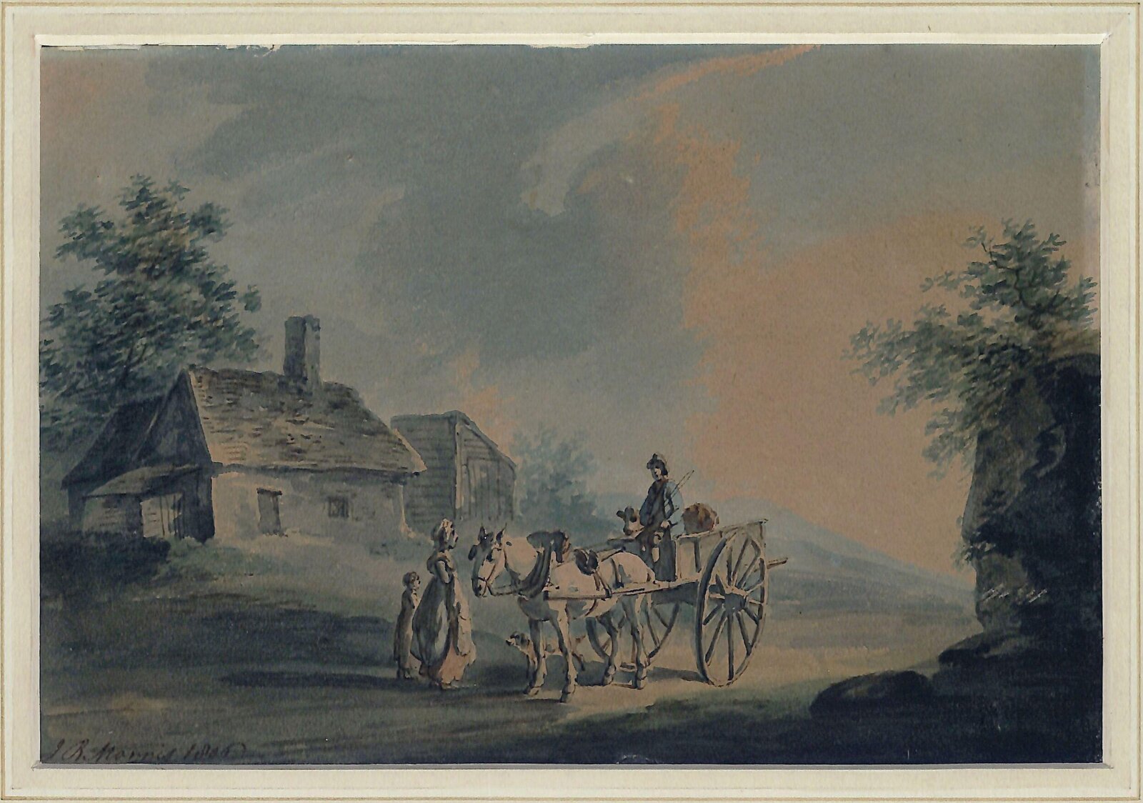 Cottage with cart and figures, Peter le Cave, 1806