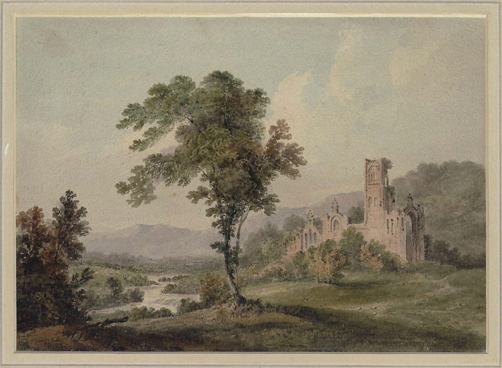 Kirkstall Abbey, Yorkshire, Alfred Nicholson, c.1820s
