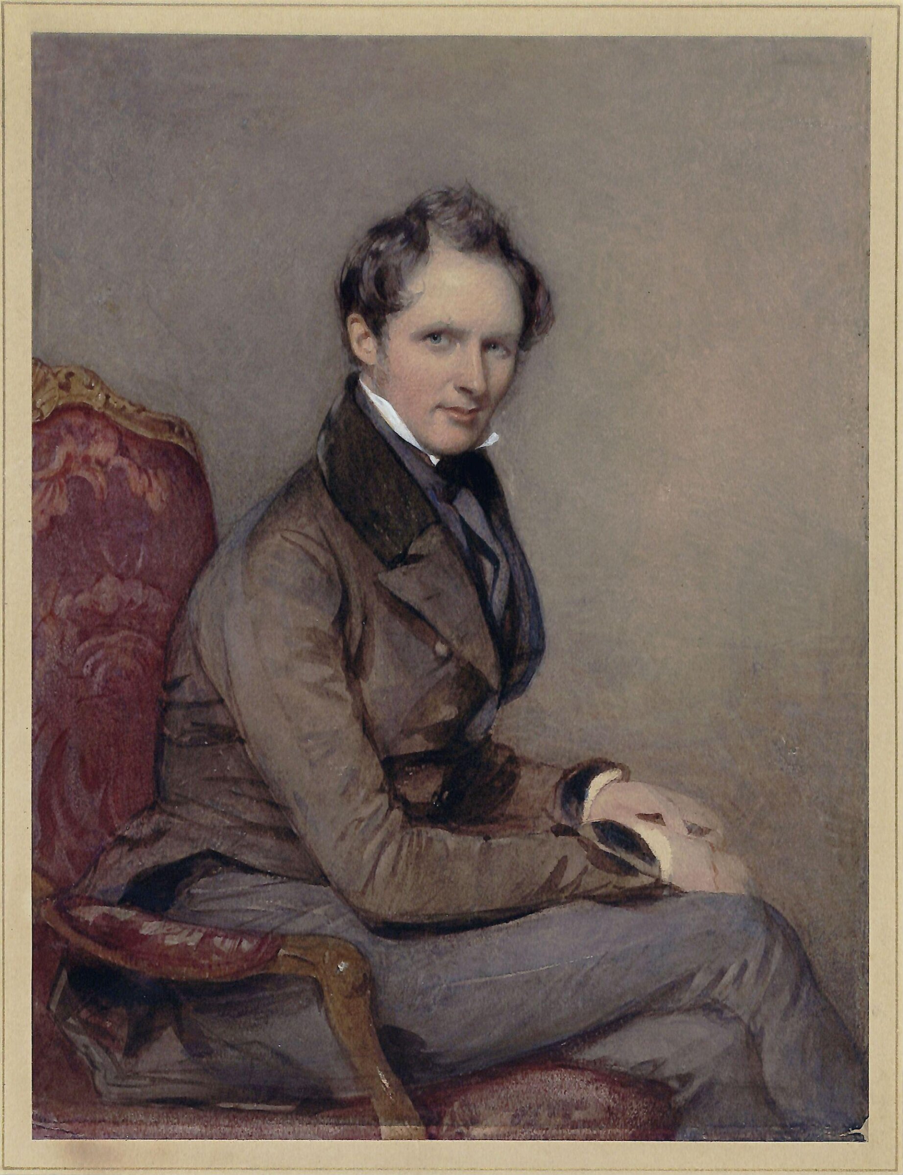 Portrait of Frederick Cruickshank, miniature painter, Octavius Oakley, 1833