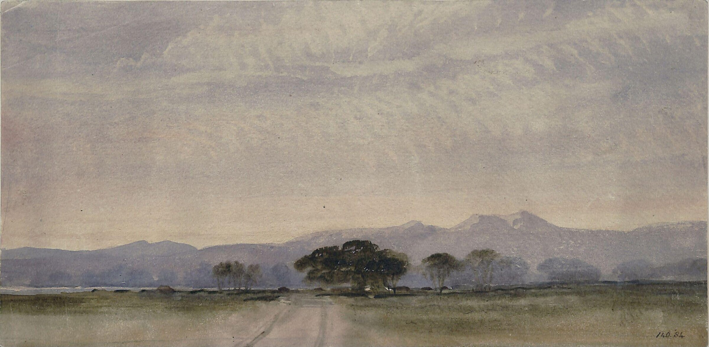 Landscape with mountain range, Alfred Pizzi Newton, ca. 1850-83