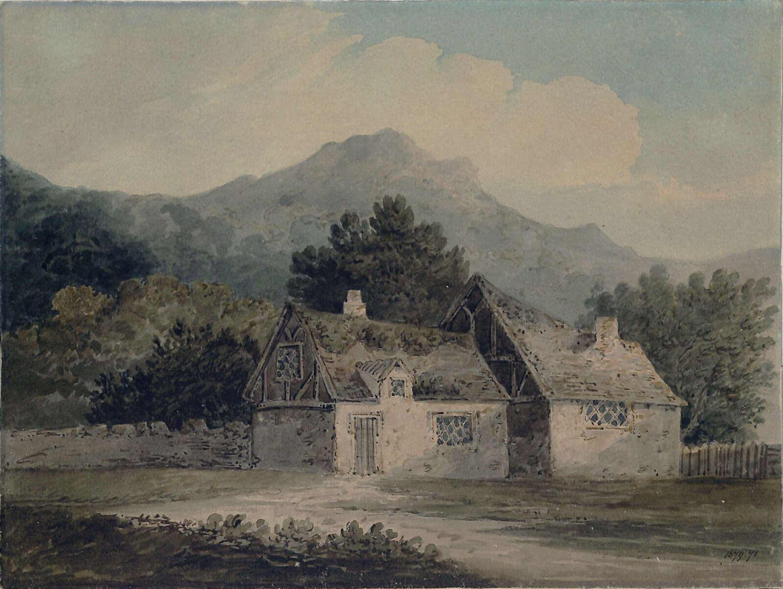 Mountainous landscape with cottages, William Pearson, ca. 1798-1813