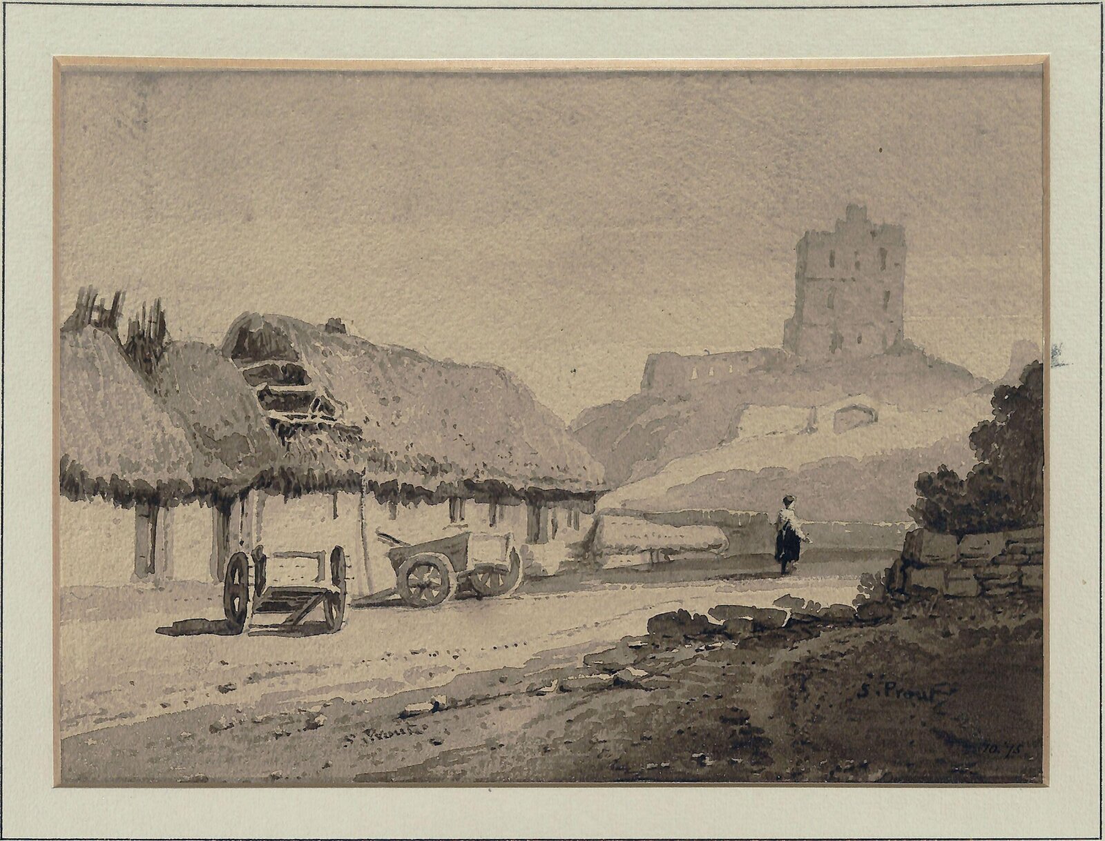 Cottages and carts, Samuel Prout, 1805-52