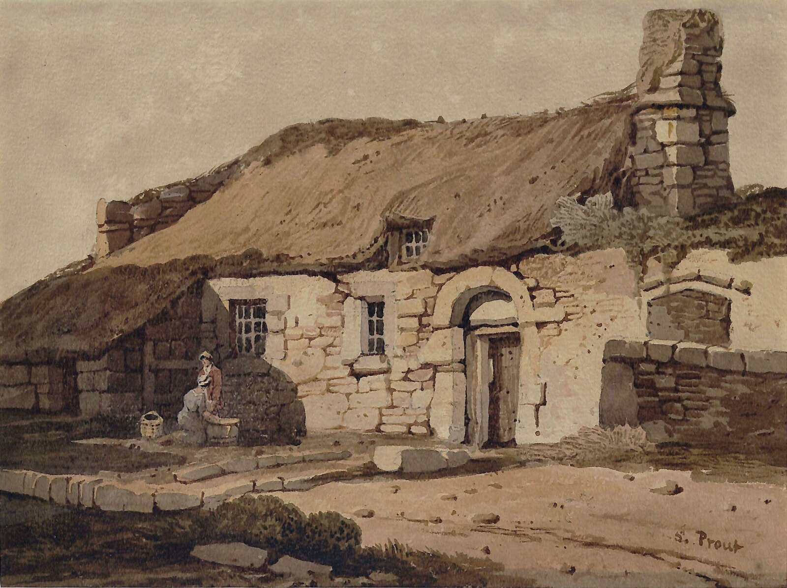 Cottage near Penguswick, Cornwall, Samuel Prout, ca. 1800-52
