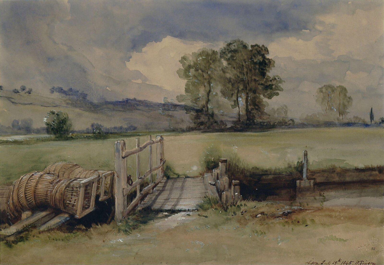 Eel Pots: Sketch from nature at Chilton, Simson, 19 July 1845