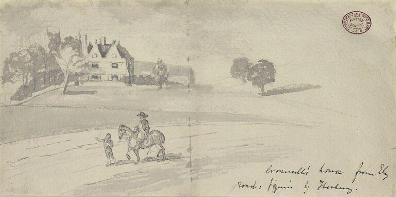 Oliver Cromwell's house from Ely Road, Thackeray, ca. 1830-63