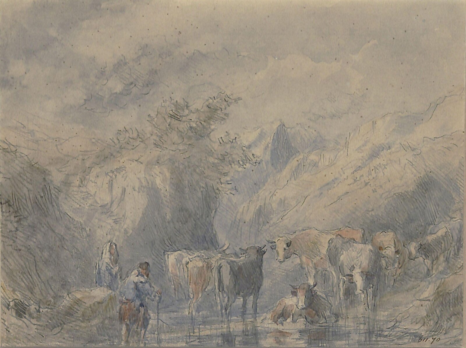 Cattle at a Pool, Tayler, ca. 1820-1889