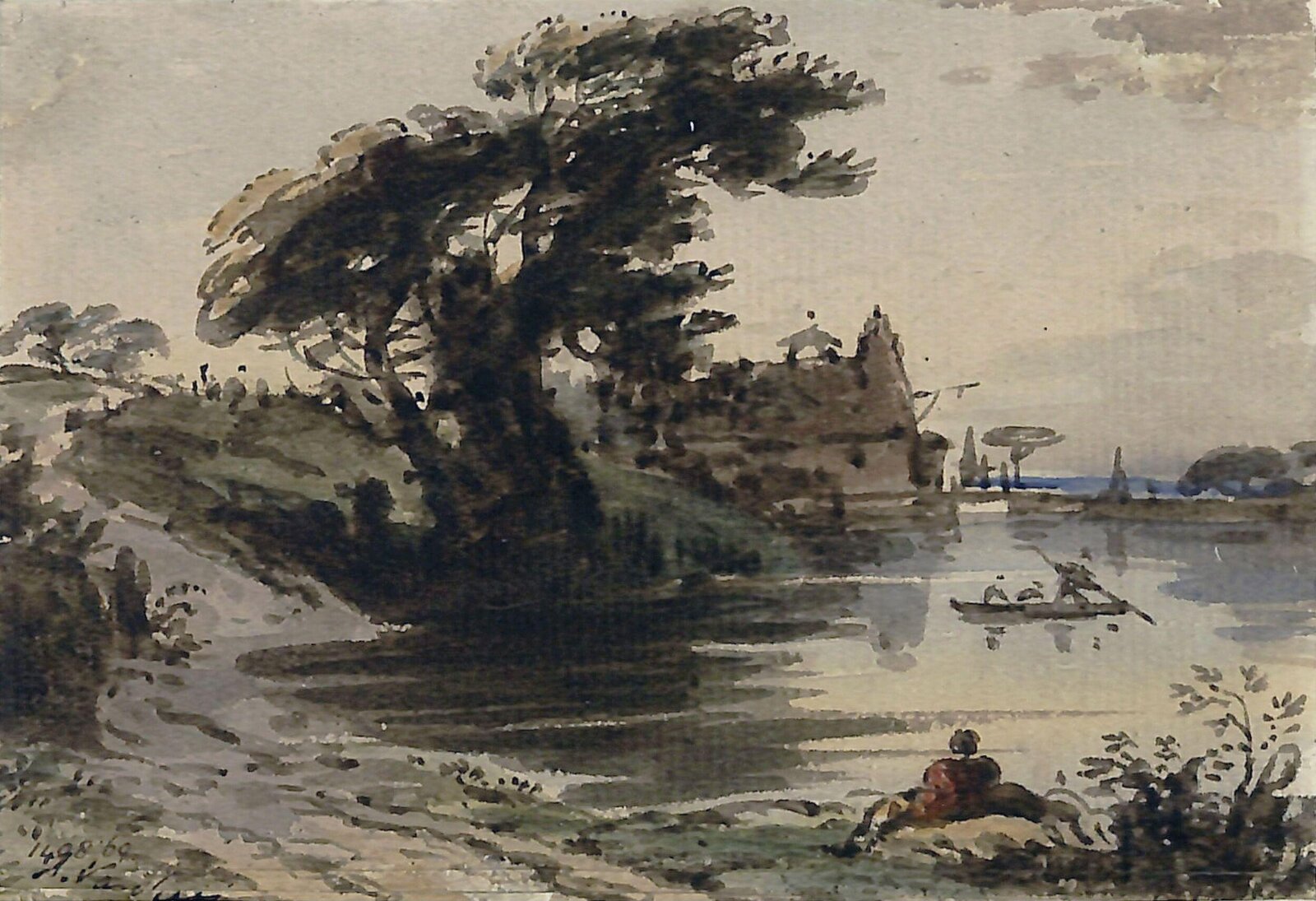 Landscape with pond and trees, John Varley, ca. 1800-42