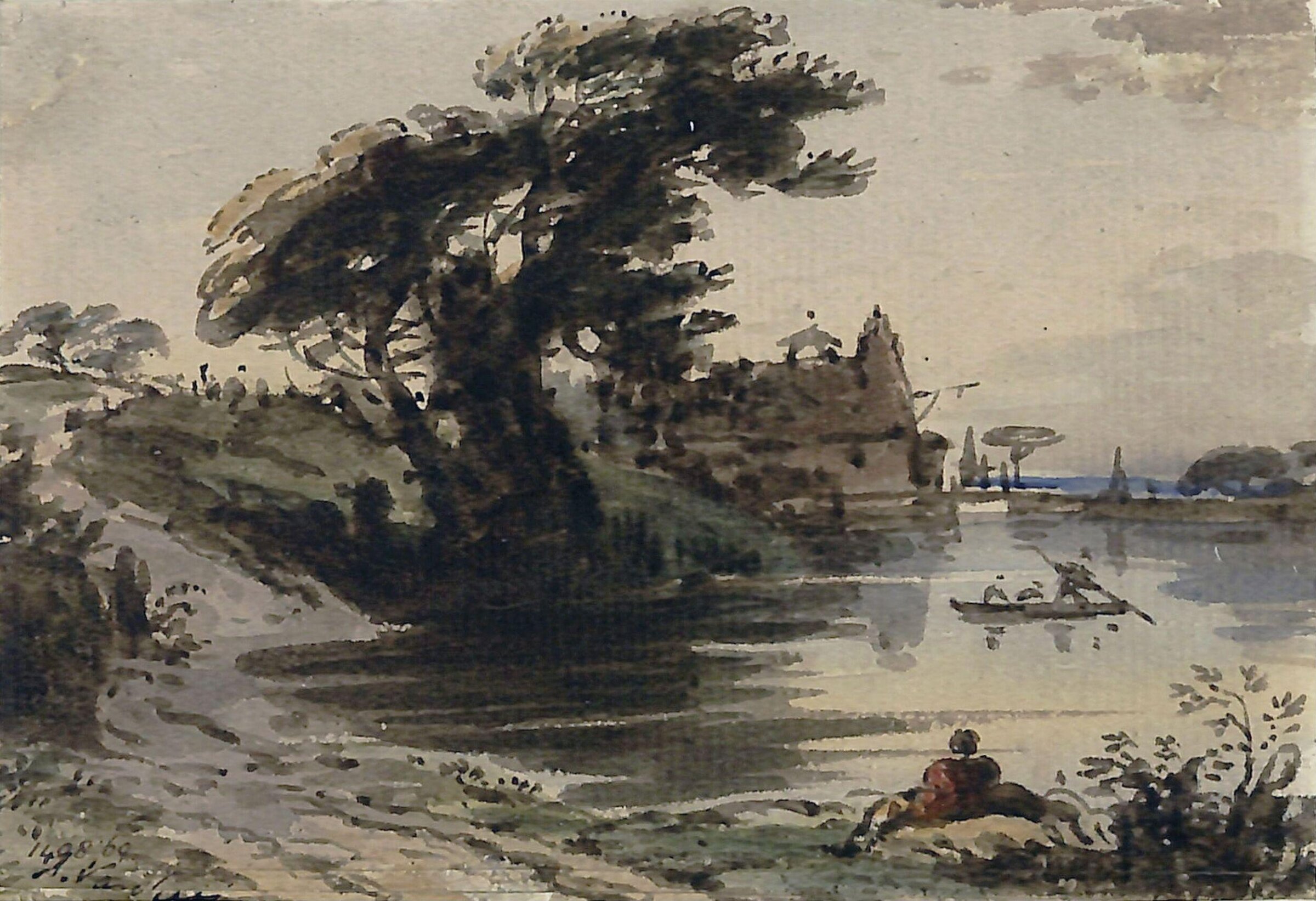 Landscape with pond and trees, John Varley, ca. 1800-42