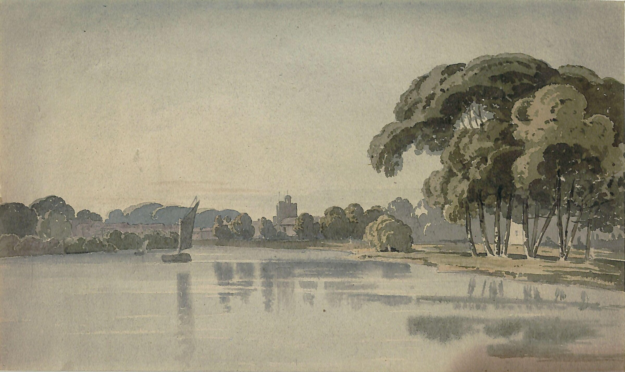 The Thames at Fulham, Clara Maria Pope, ca. 1796