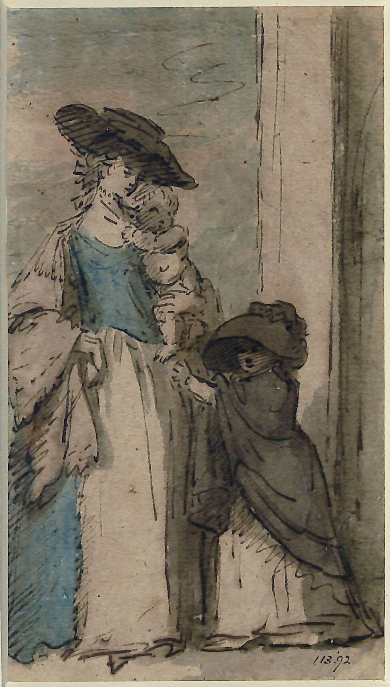 Lady with a baby in her arms and a child at her side, Бенджамин Уэст, ок. 1755–1800