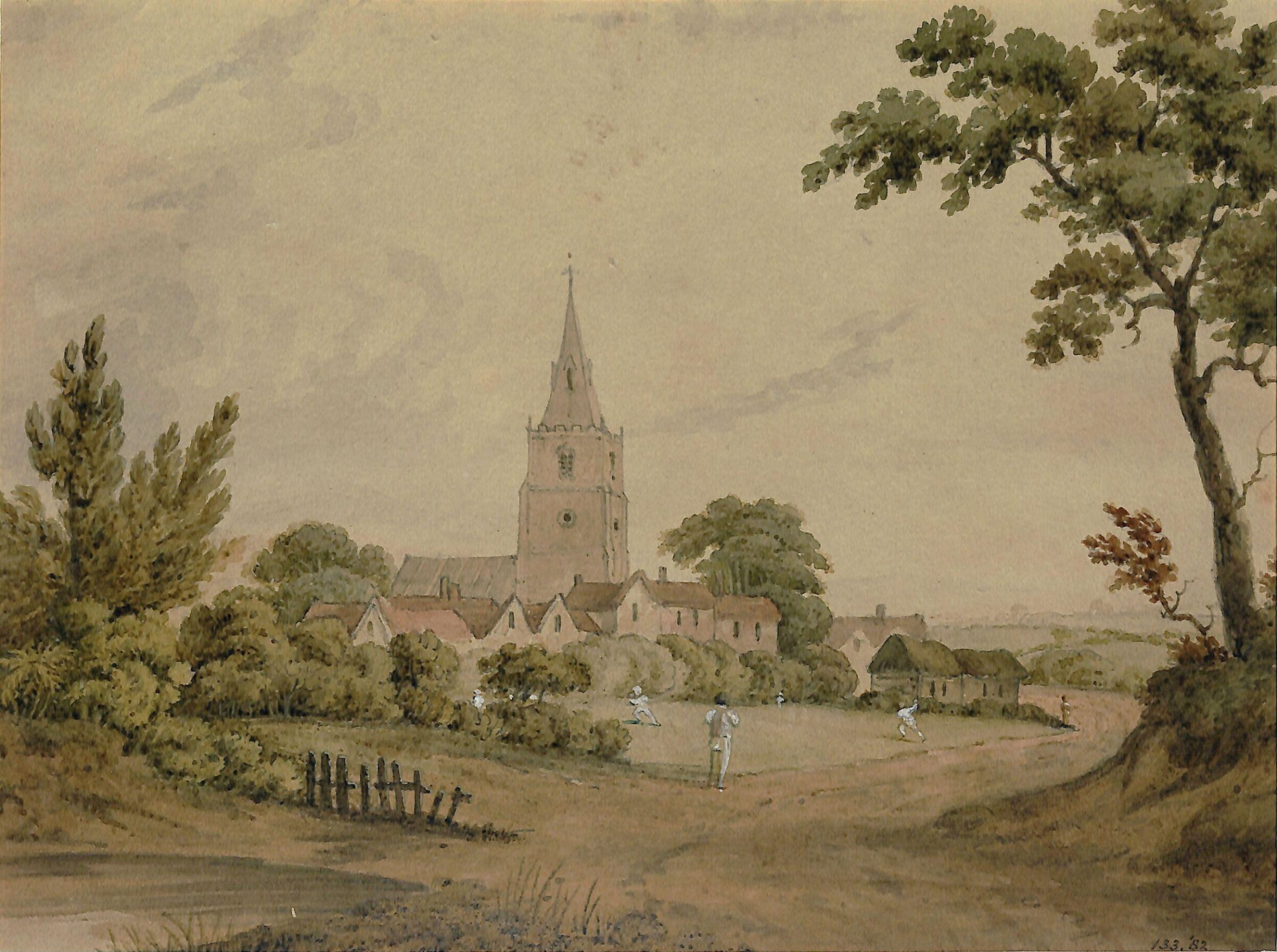 Village church and green, William Westall, ca. 1800-1850