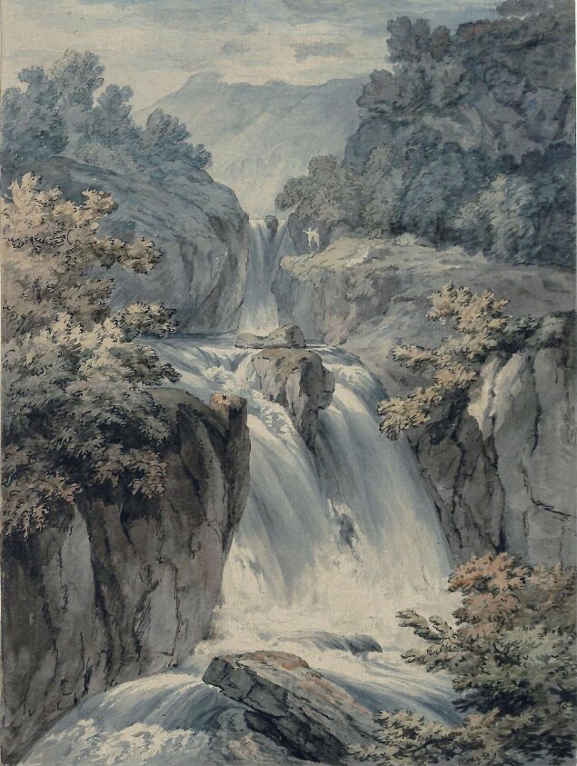 The Waterfall (c. 1770s) by Johann Ludwig Aberli