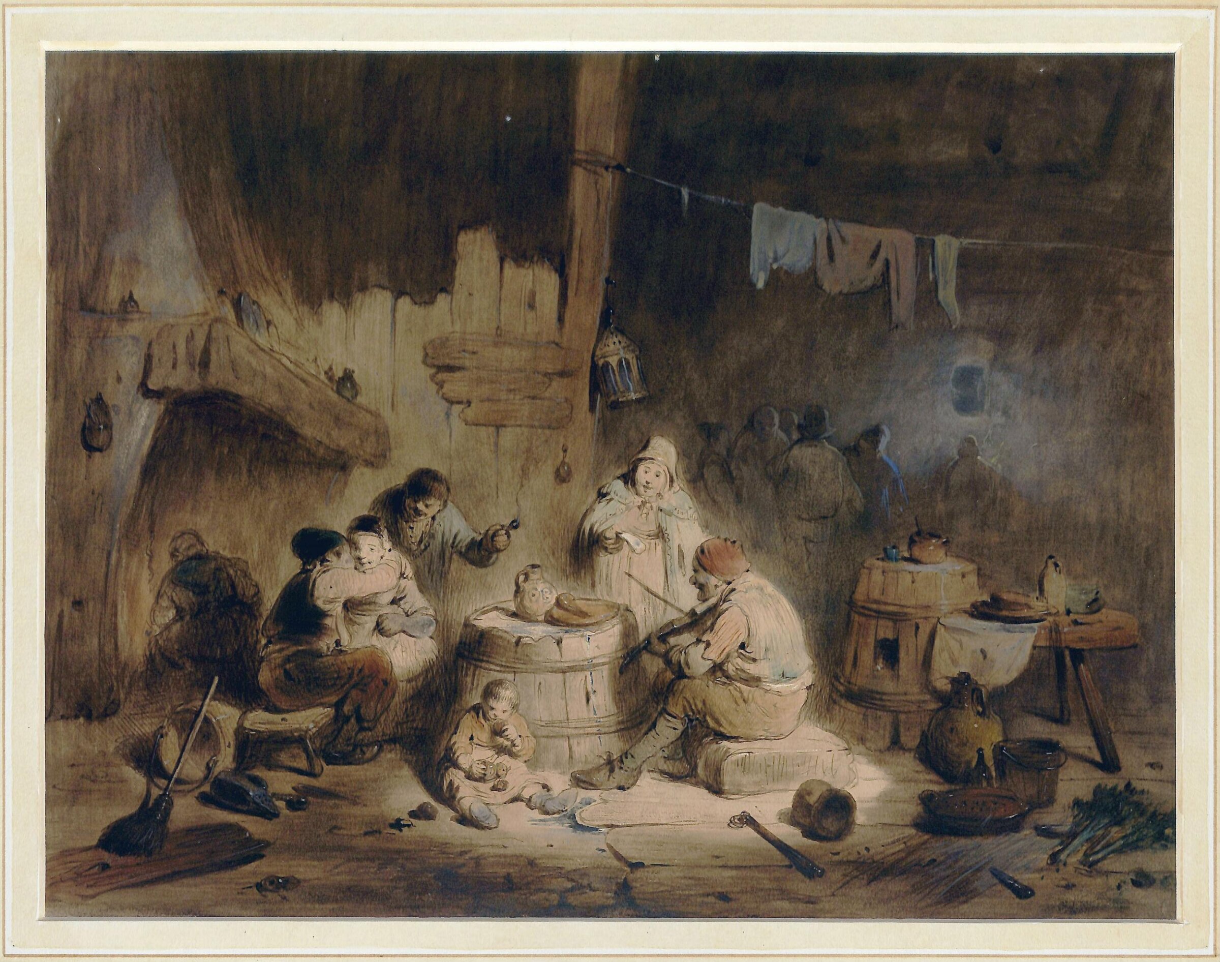 Boors in a beer shop, Eugène-François de Block, ca. 1830-80