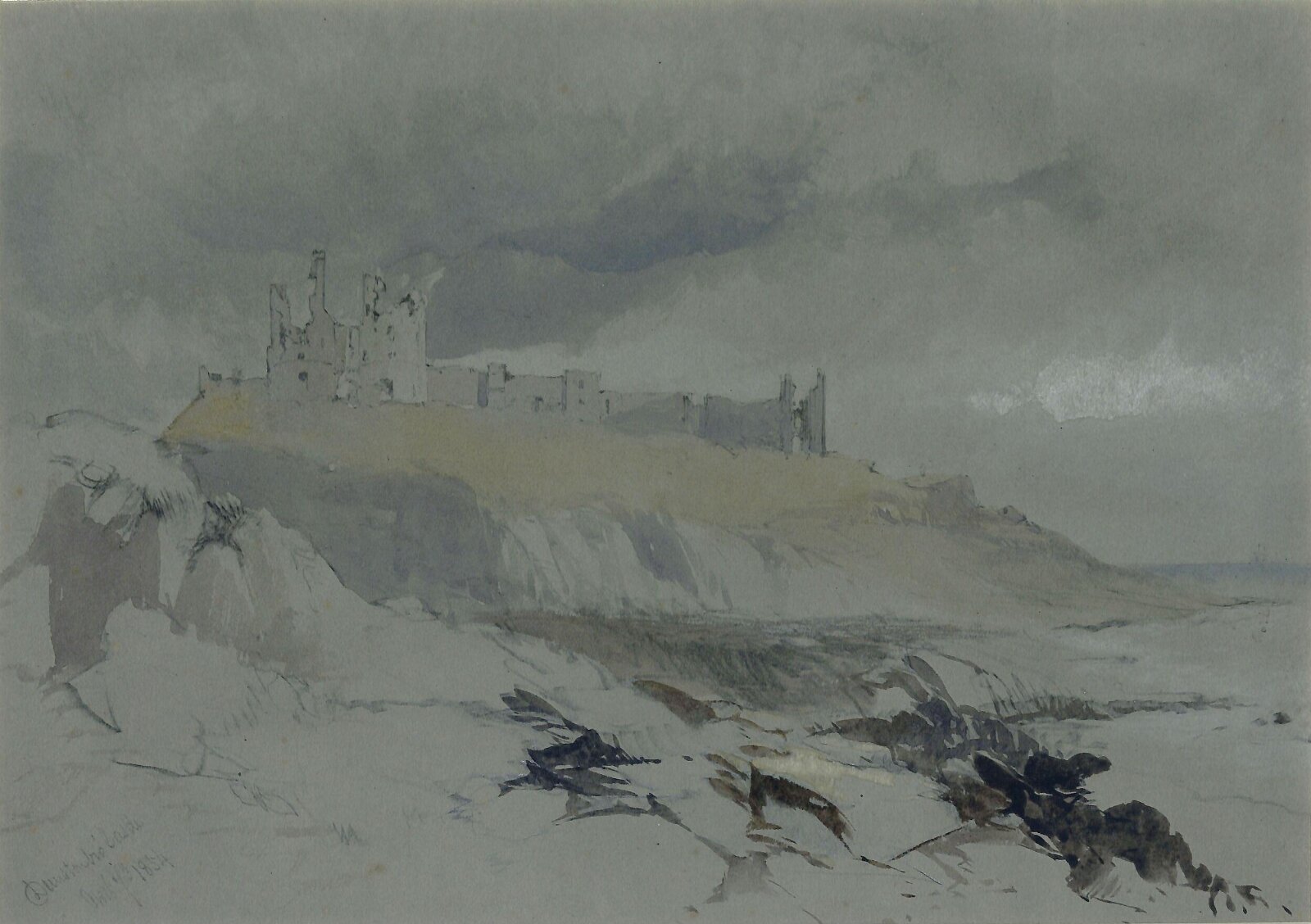 Dunstanborough Castle, James Burrell Smith, 1854