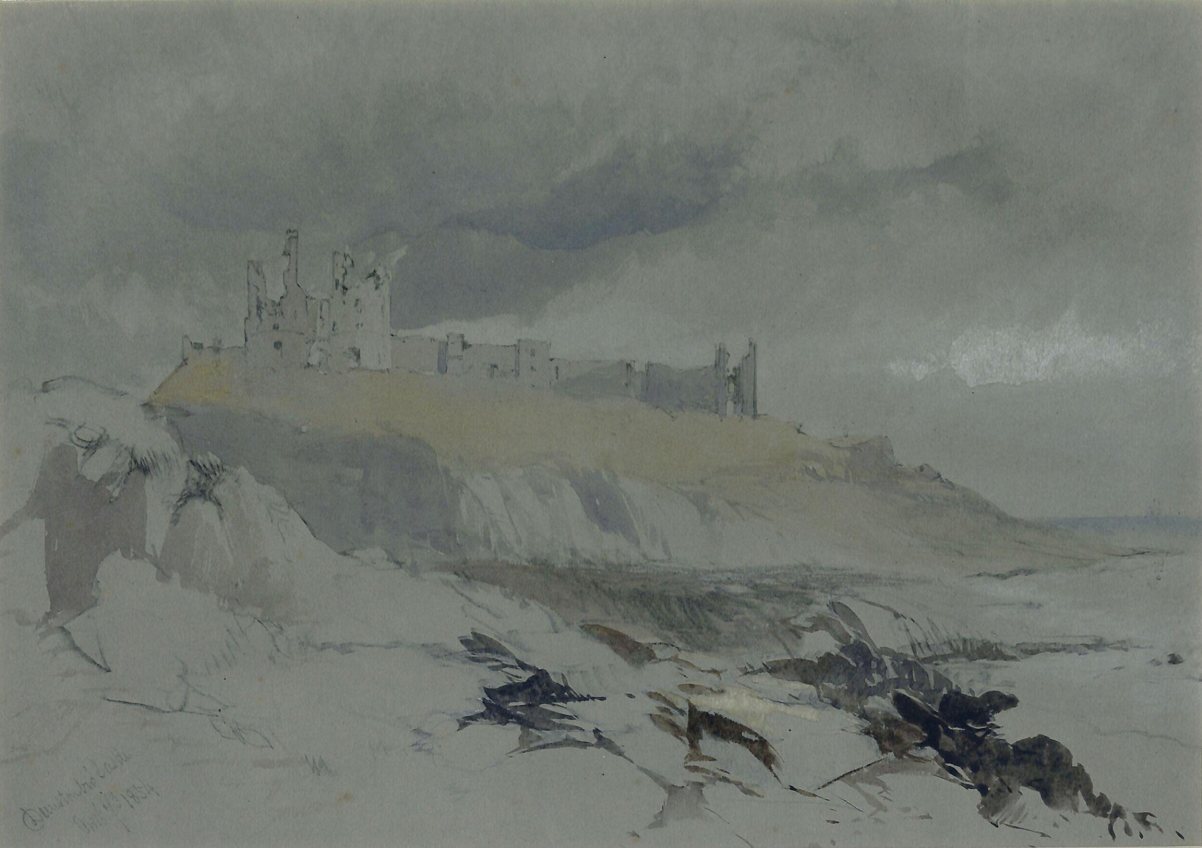 Dunstanborough Castle, James Burrell Smith, 1854