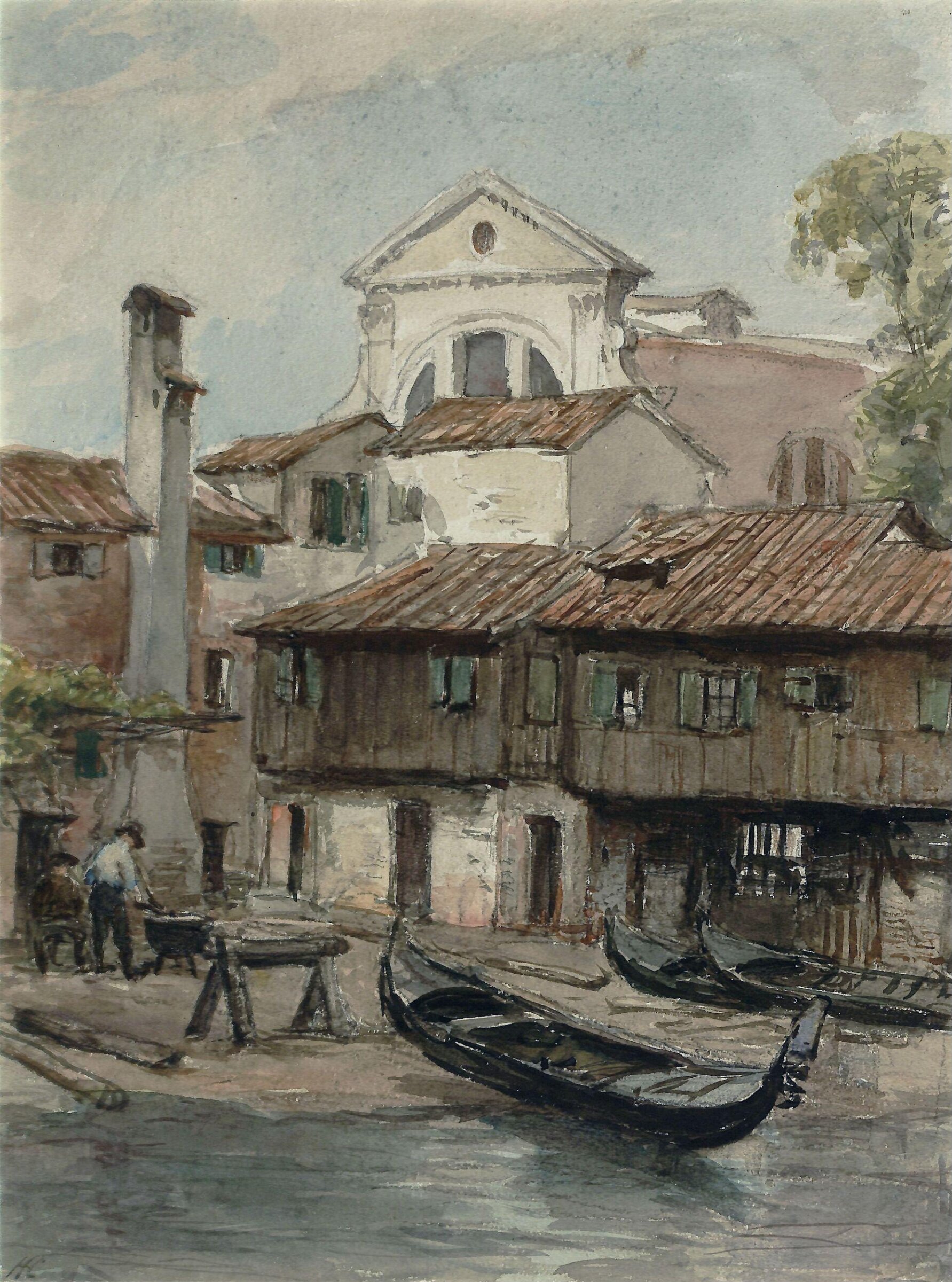 Shipyard near the Church of San Trovaso, Venice, Hugh Carter, late 19th century