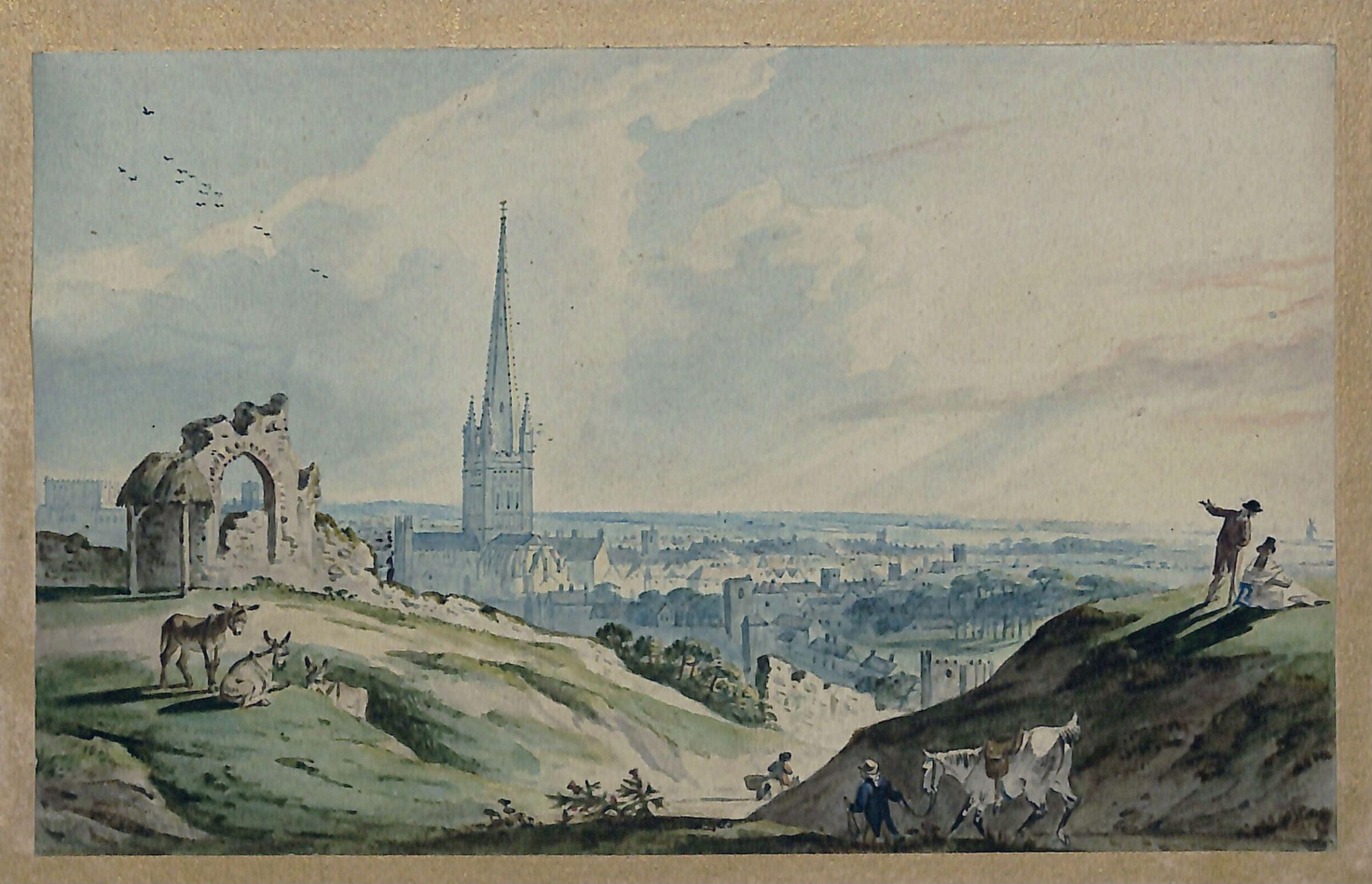 A View of Norwich, from Mousehold Hill, near the ruins of Kett's Castle, Charles Catton junior, ca. 1790