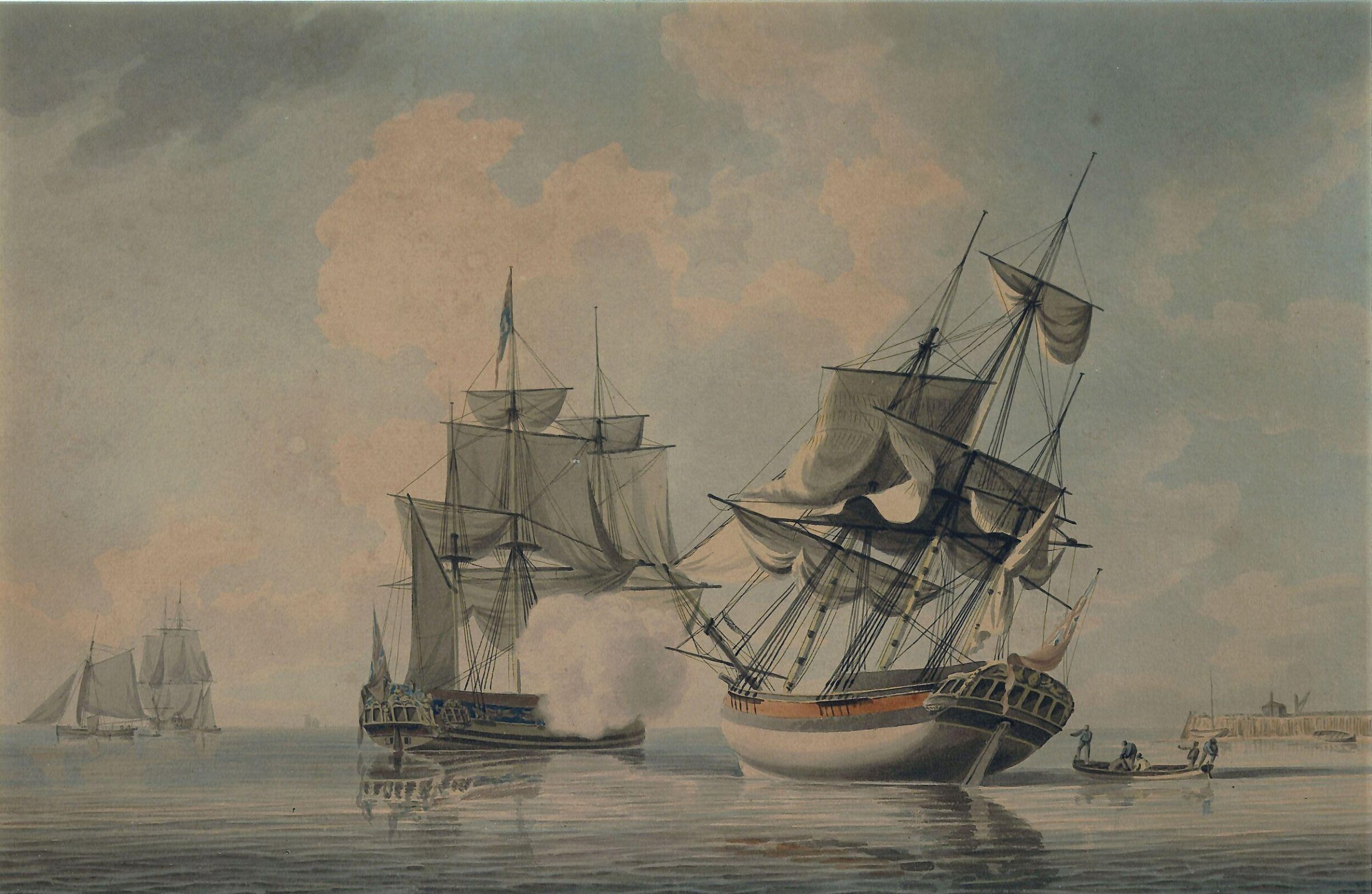 Seapiece with Shipping, Robert Cleveley, 1790