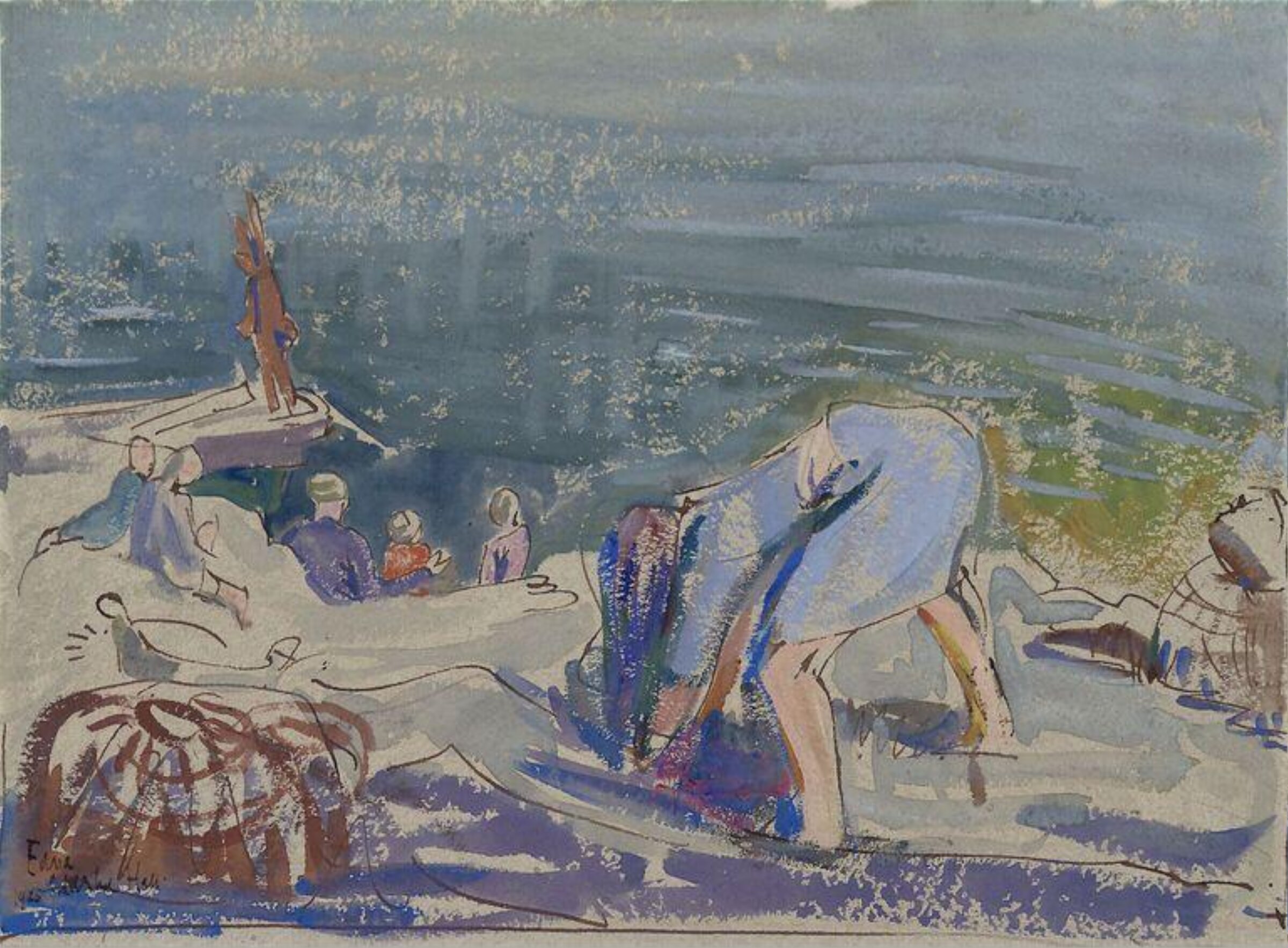 Study at Portscatho, Cornwall, Edna Clarke Hall, 1925