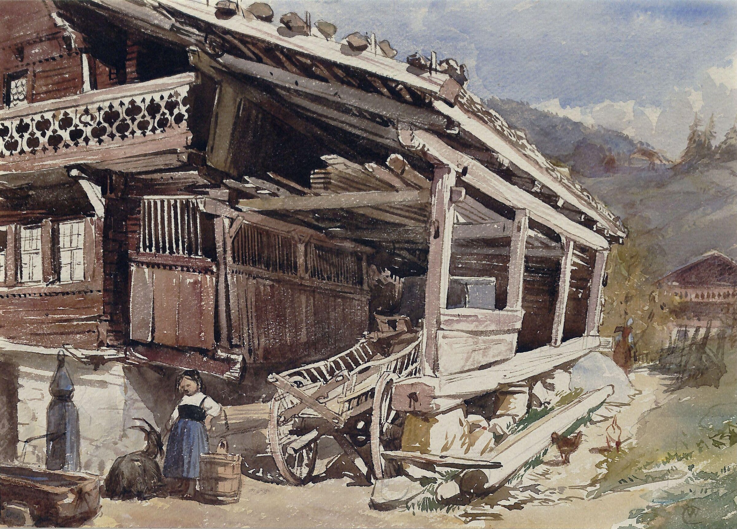 Chalet and Farm in the Bernese Oberland, William Collingwood, ca. mid 19th century