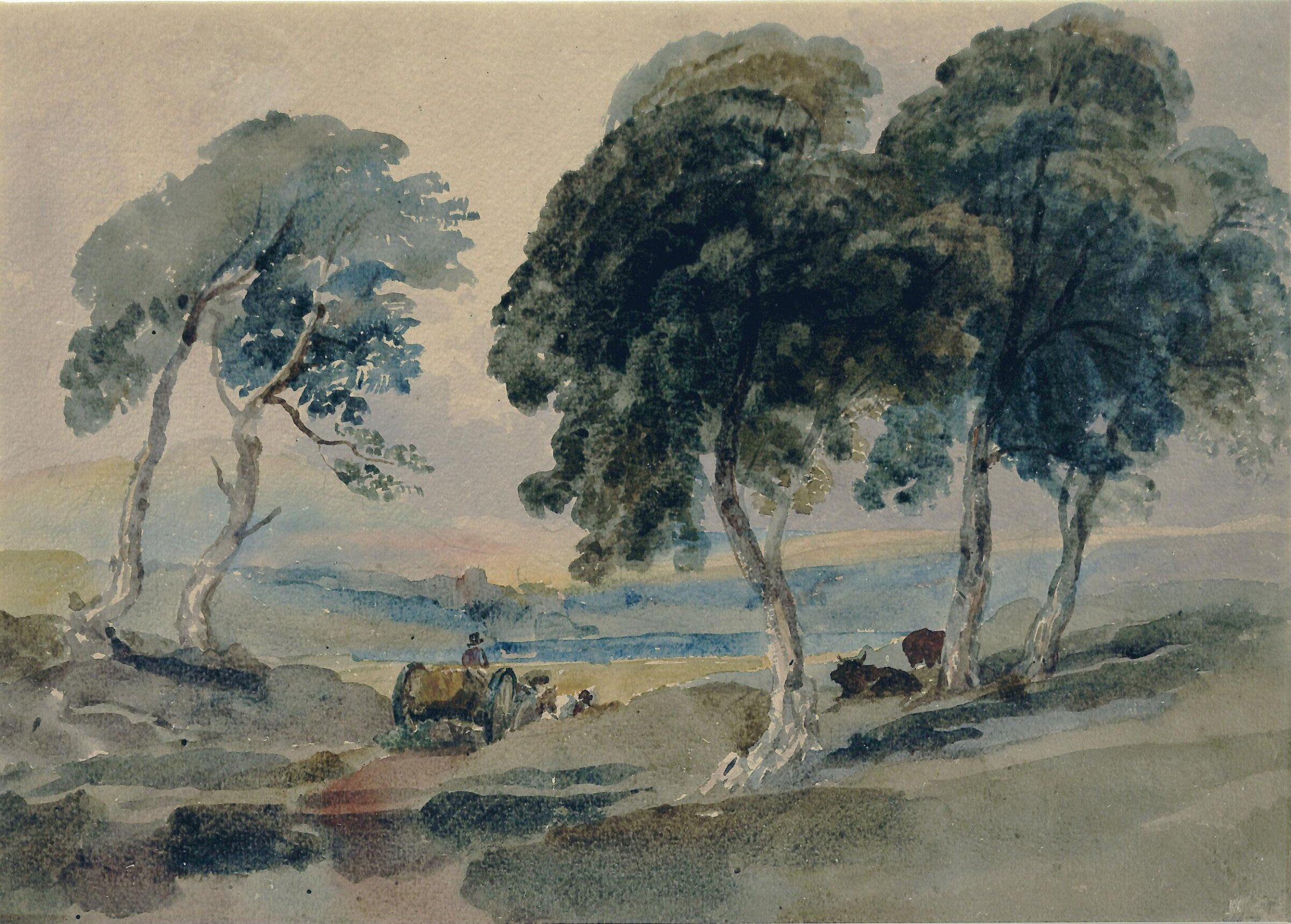 Landscape with wagon and cattle, De Wint, ca. 1805-1849