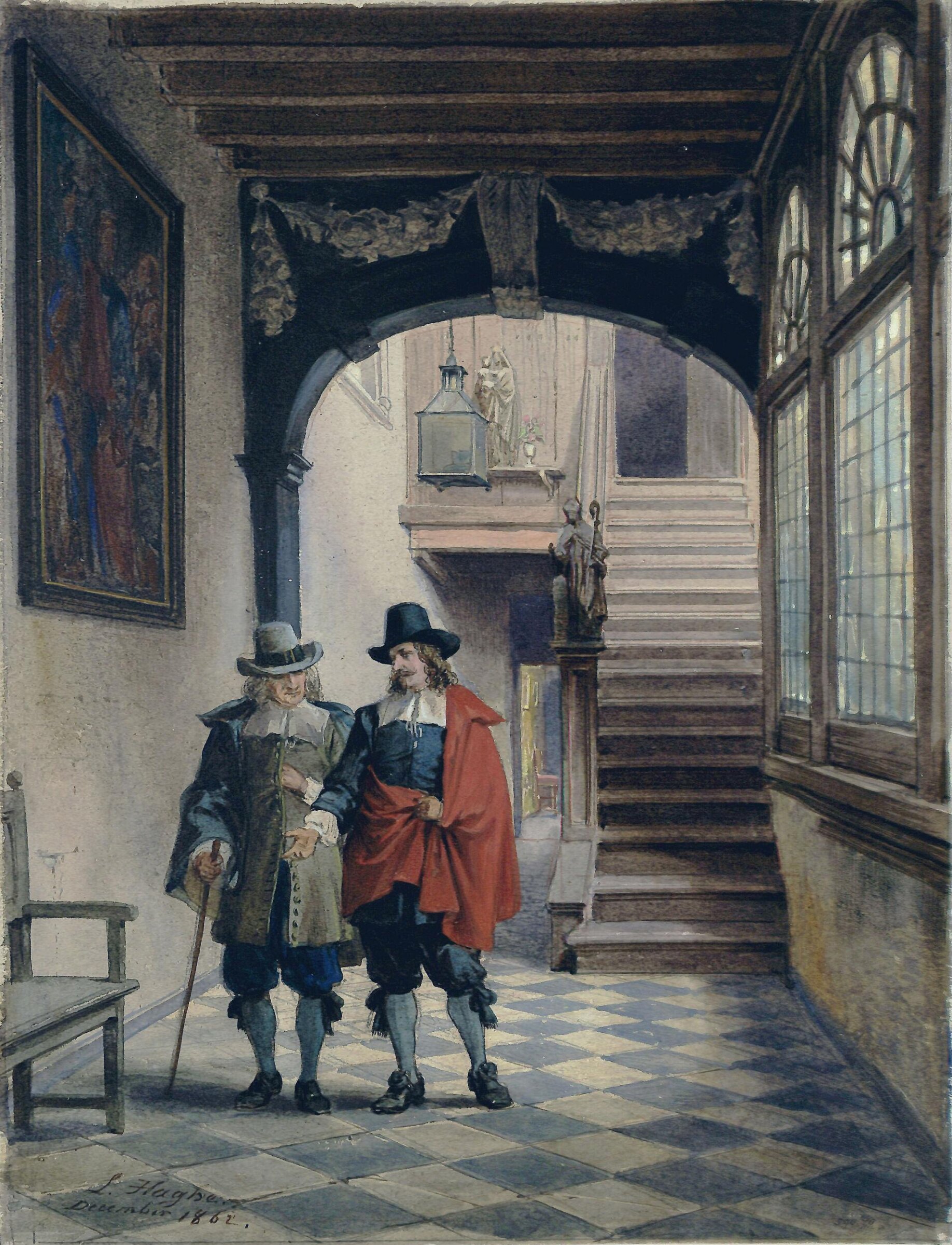 The Corridor, Brewer's Hall, Antwerp, Louis Haghe, 1862