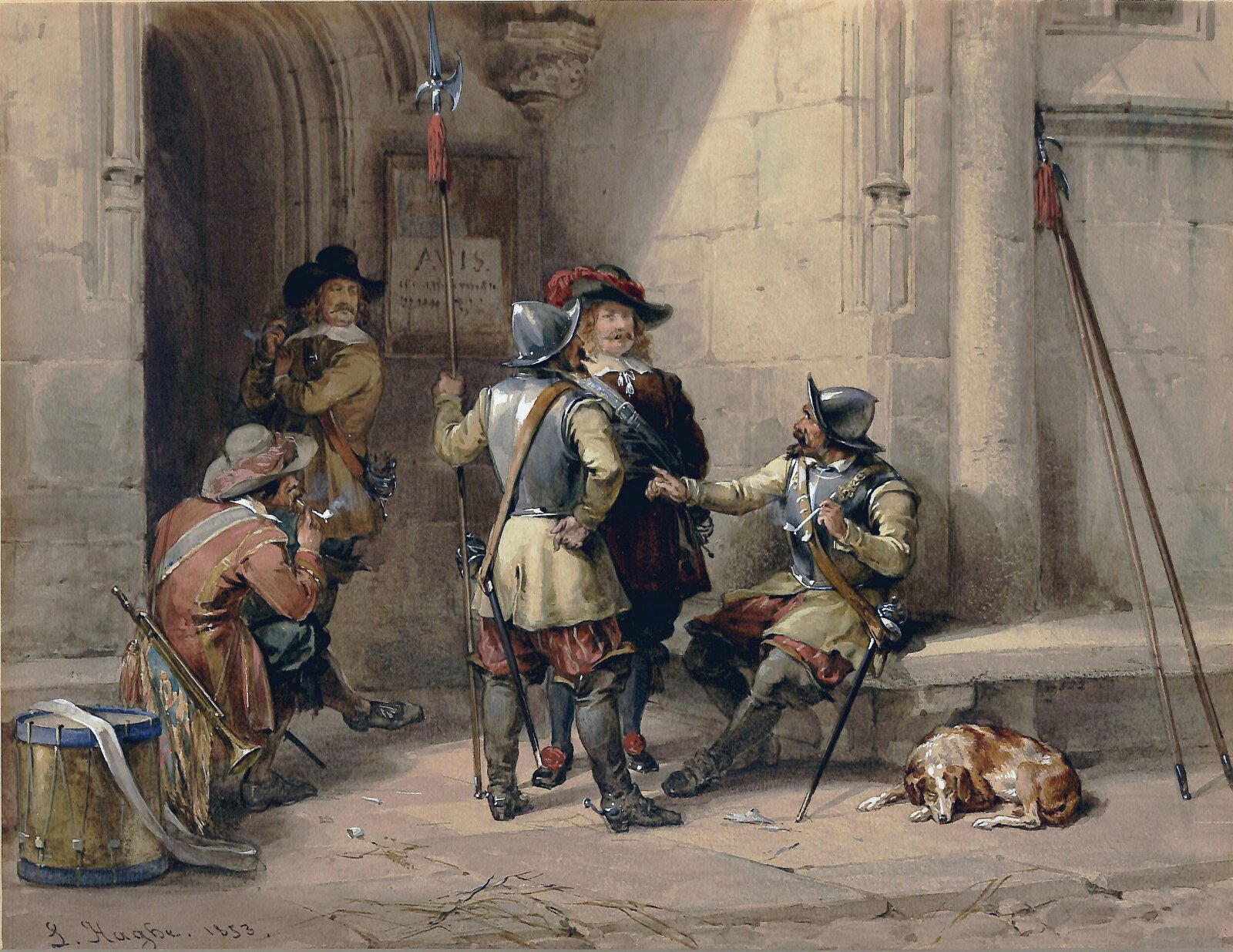 A Guard Room, Haghe, 1853