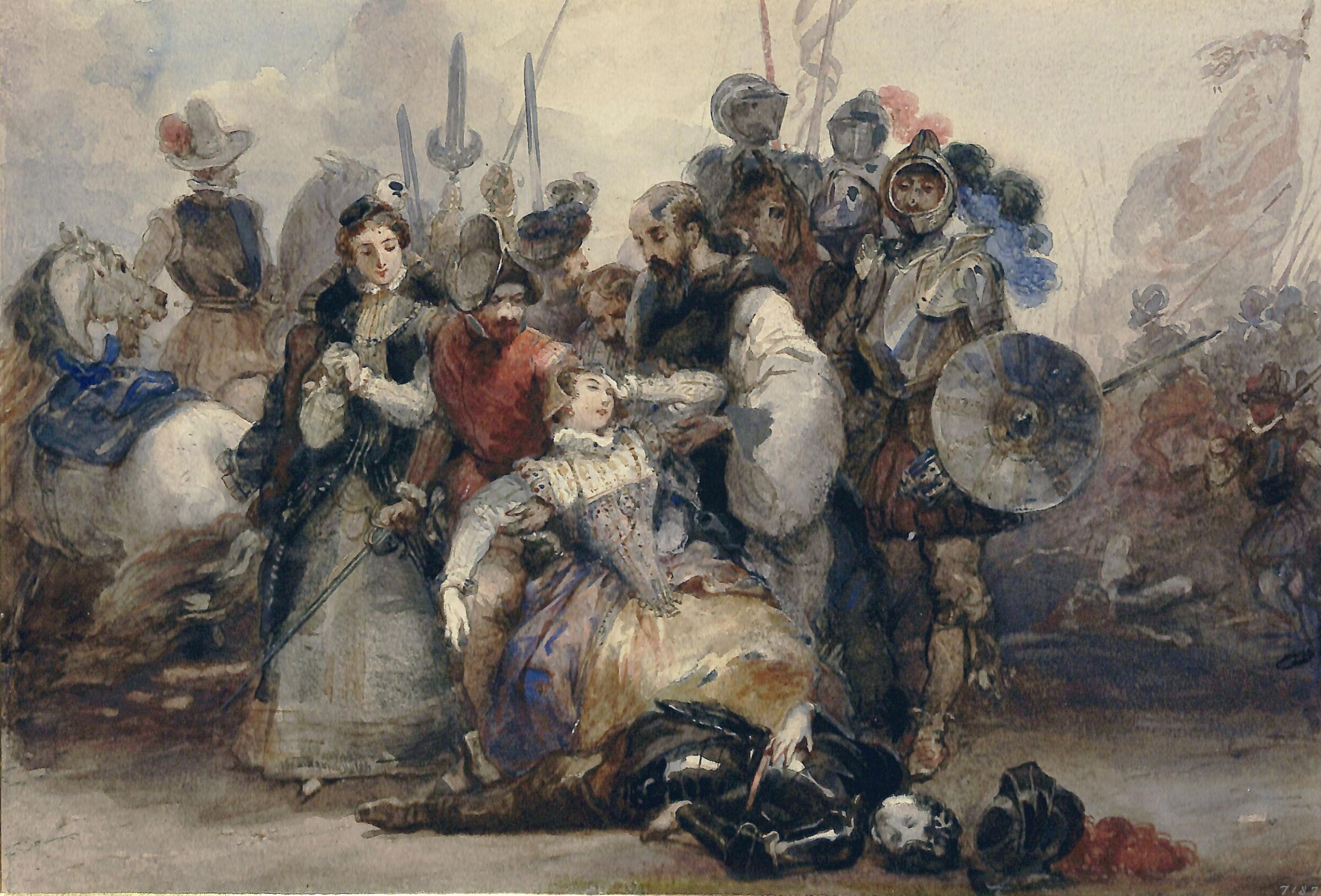 Mary Stuart and the dead body of Douglas, Lami, mid 19th century