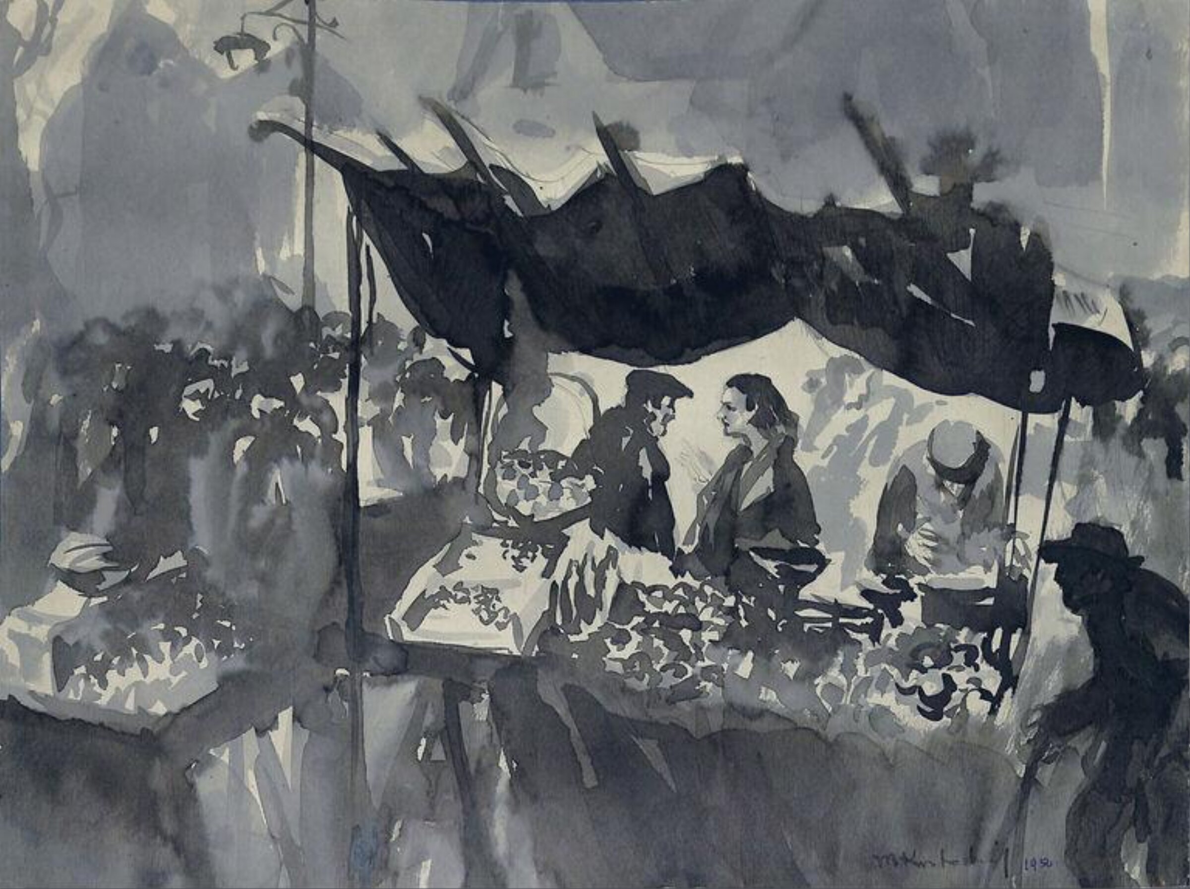 Market at Kingsland Road, Marian Kratochwil, 1950