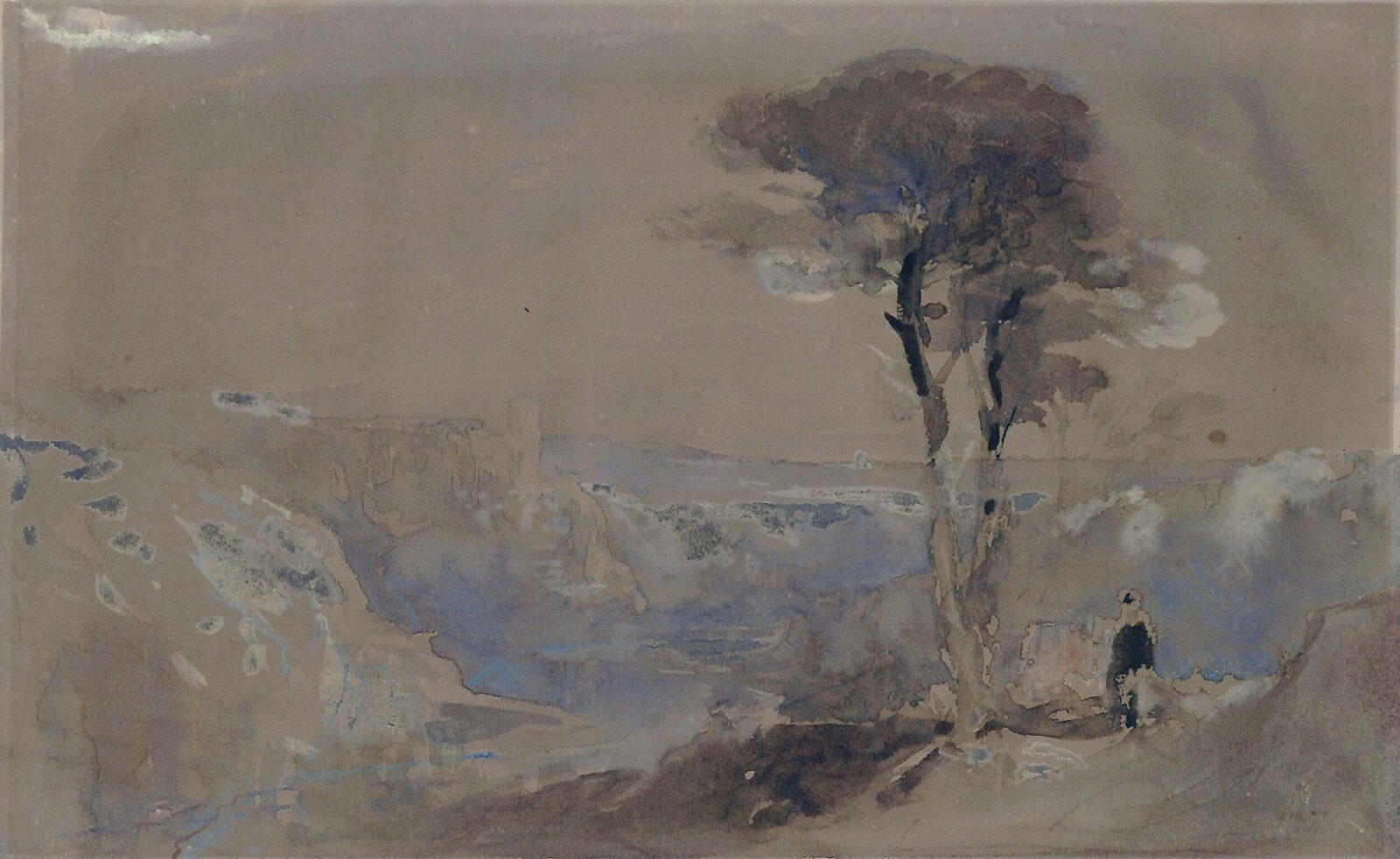 Landscape with River and Ruined Tower, William Muller, ca. 1835-45