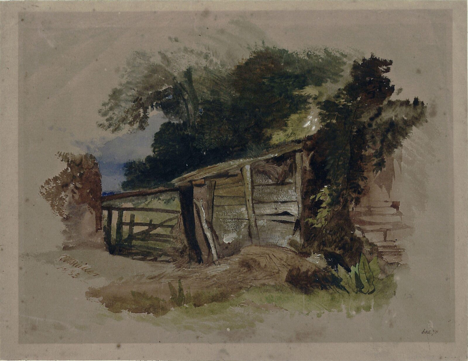 Rustic Shed and Gate, William Muller, 1833