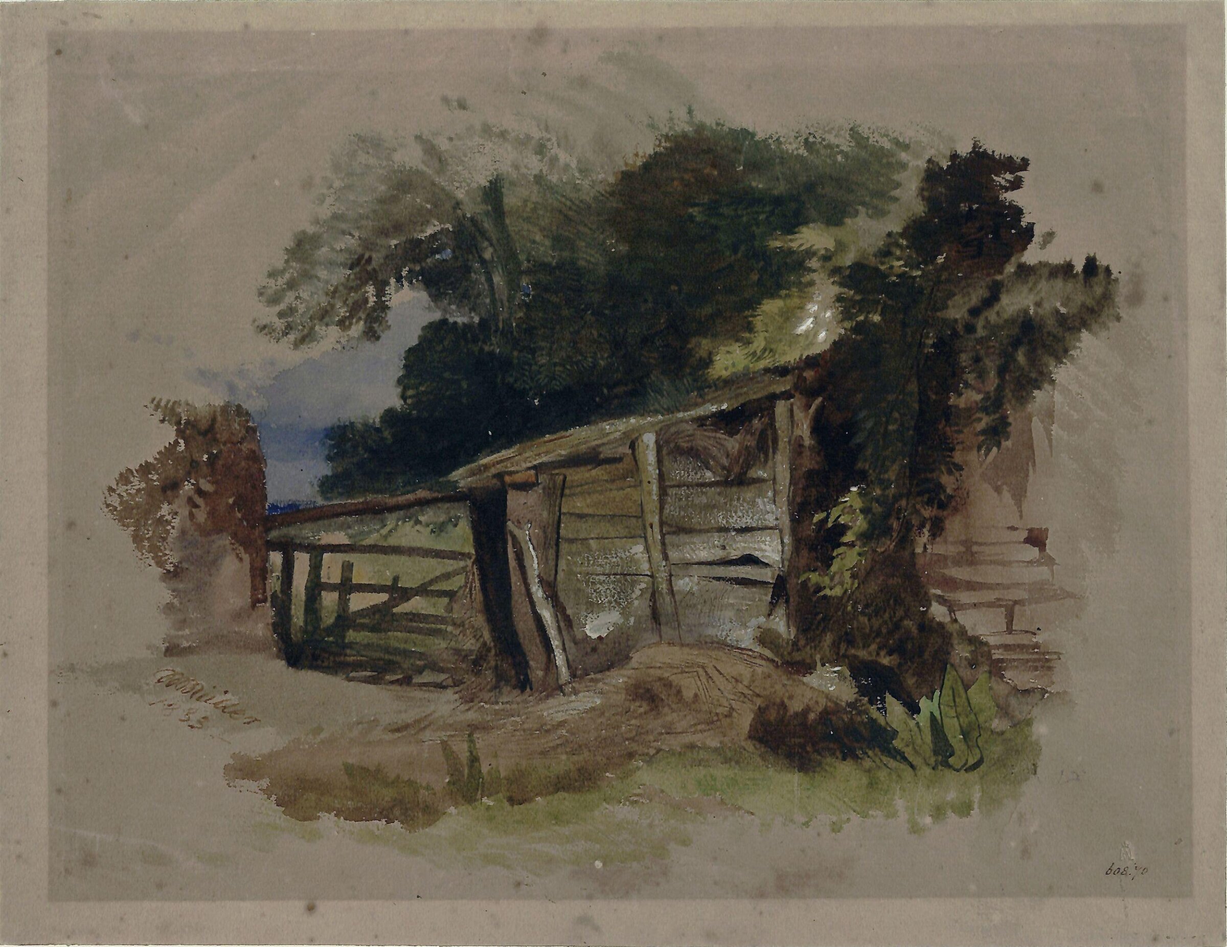 Rustic Shed and Gate, William Muller, 1833
